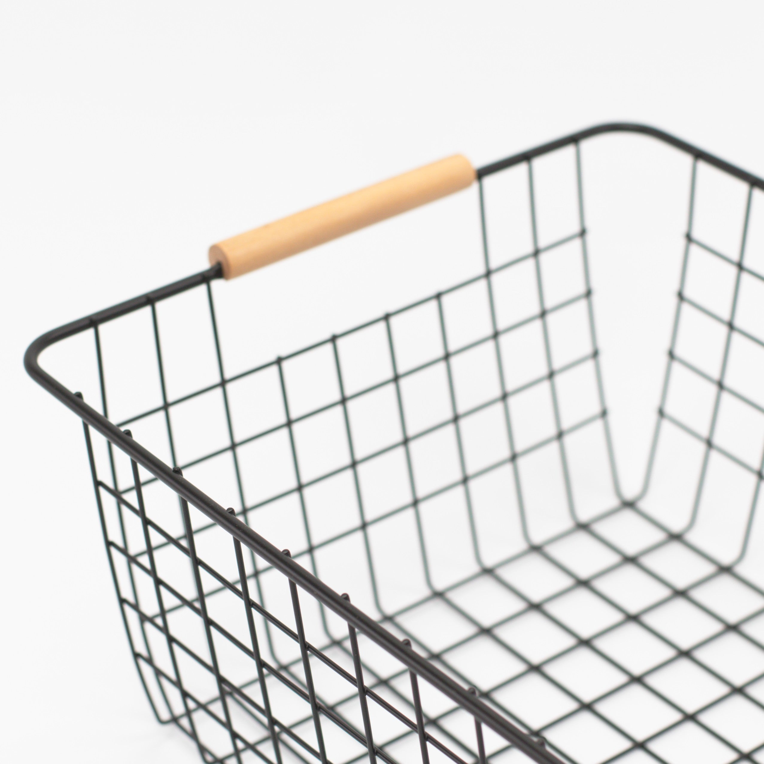 Grid Metal Basket with Bamboo Handles - Little Crafts London