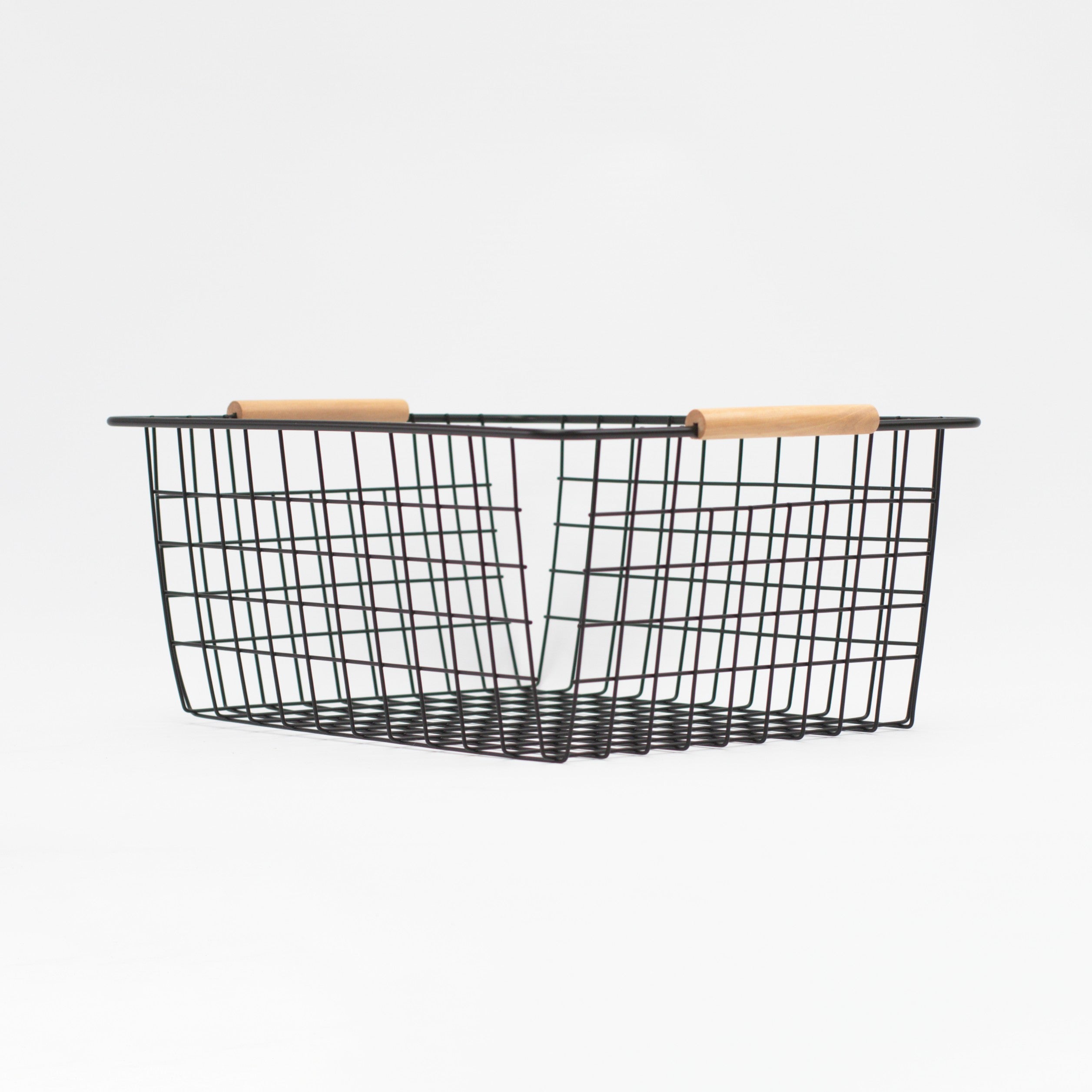 Grid Metal Basket with Bamboo Handles - Little Crafts London