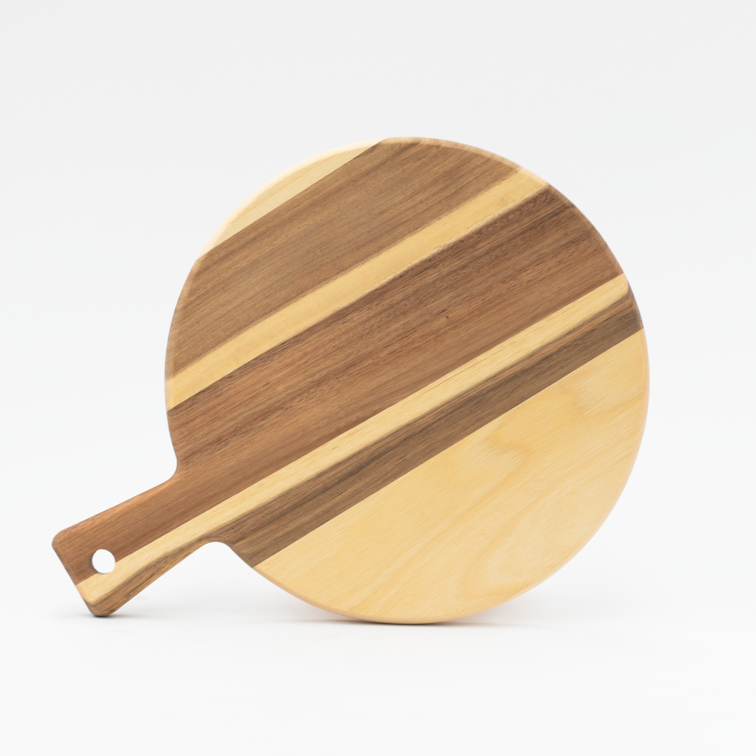 Acacia Wood Round Chopping Board with Handle 37.5 CM - Little Crafts London