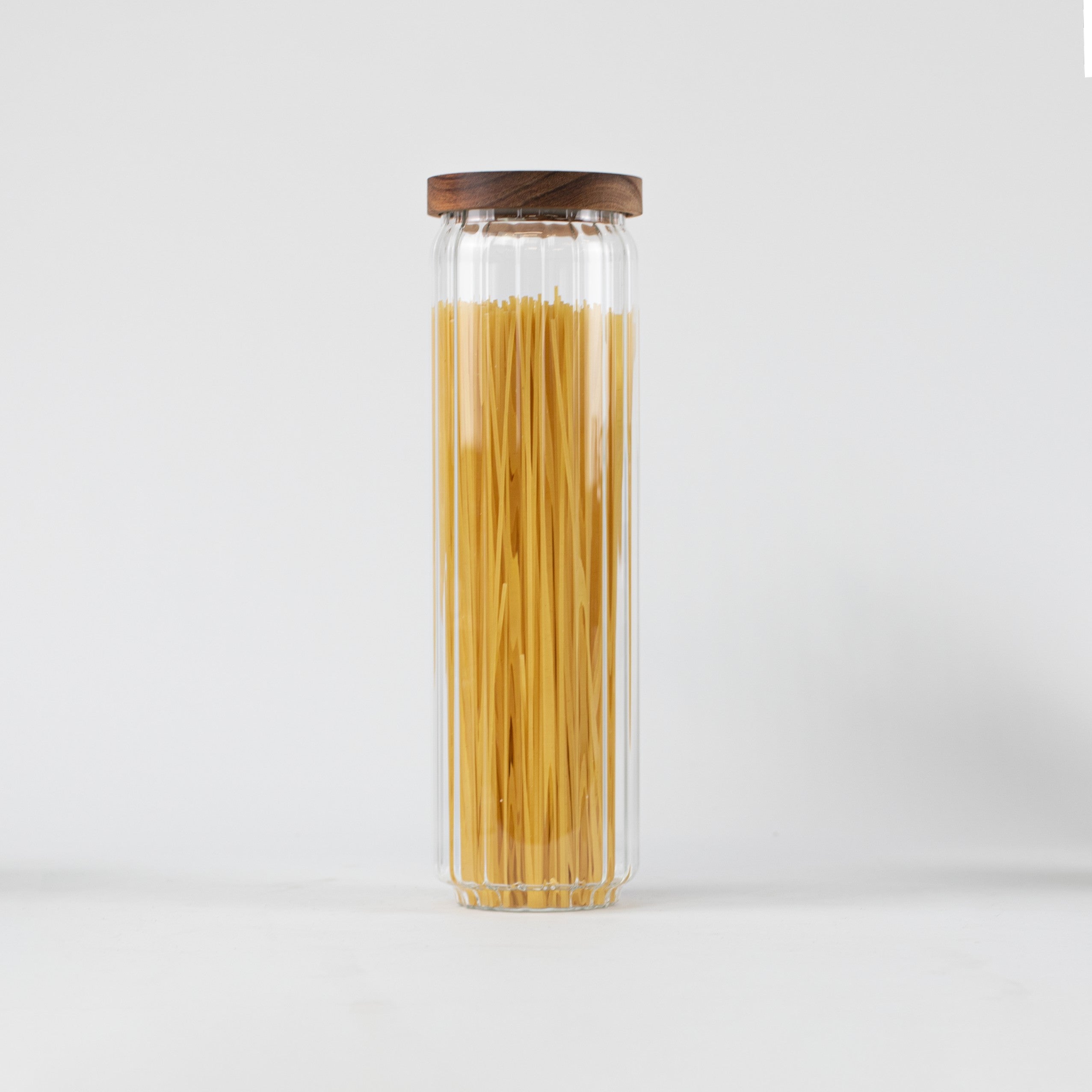 Ribbed Acacia Glass Pantry Jars - Little Crafts London