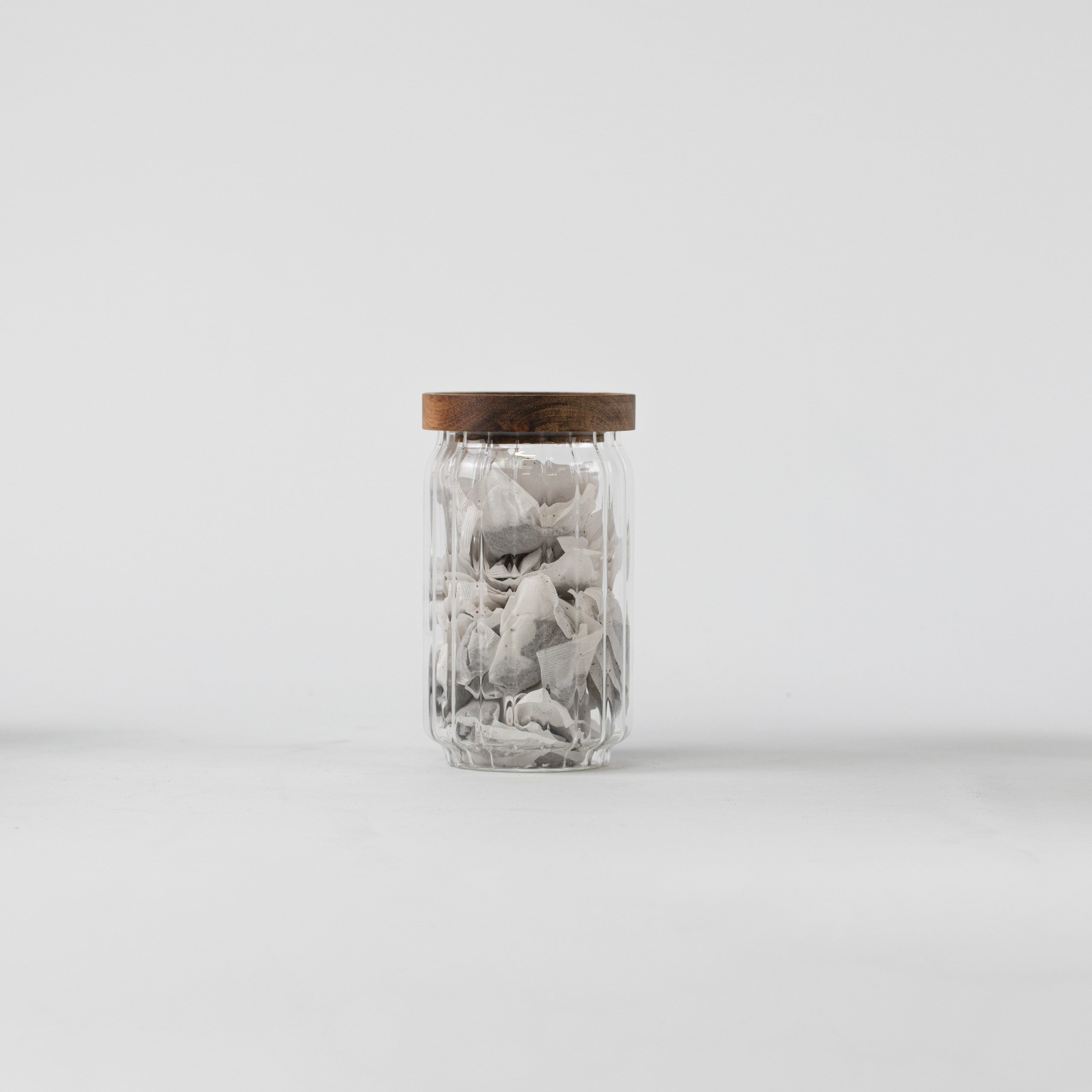 Ribbed Acacia Glass Pantry Jars - Little Crafts London