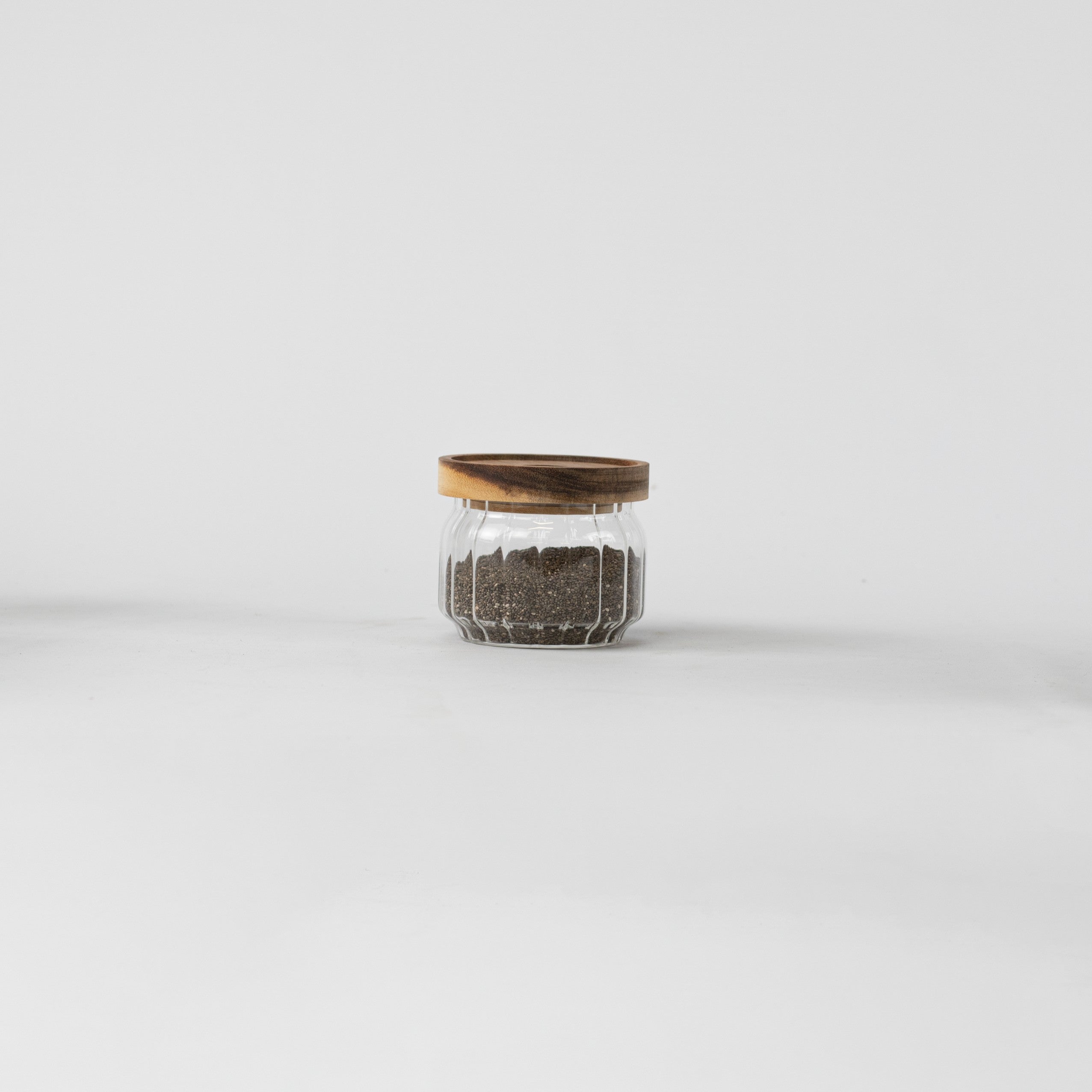 Ribbed Acacia Glass Pantry Jars - Little Crafts London