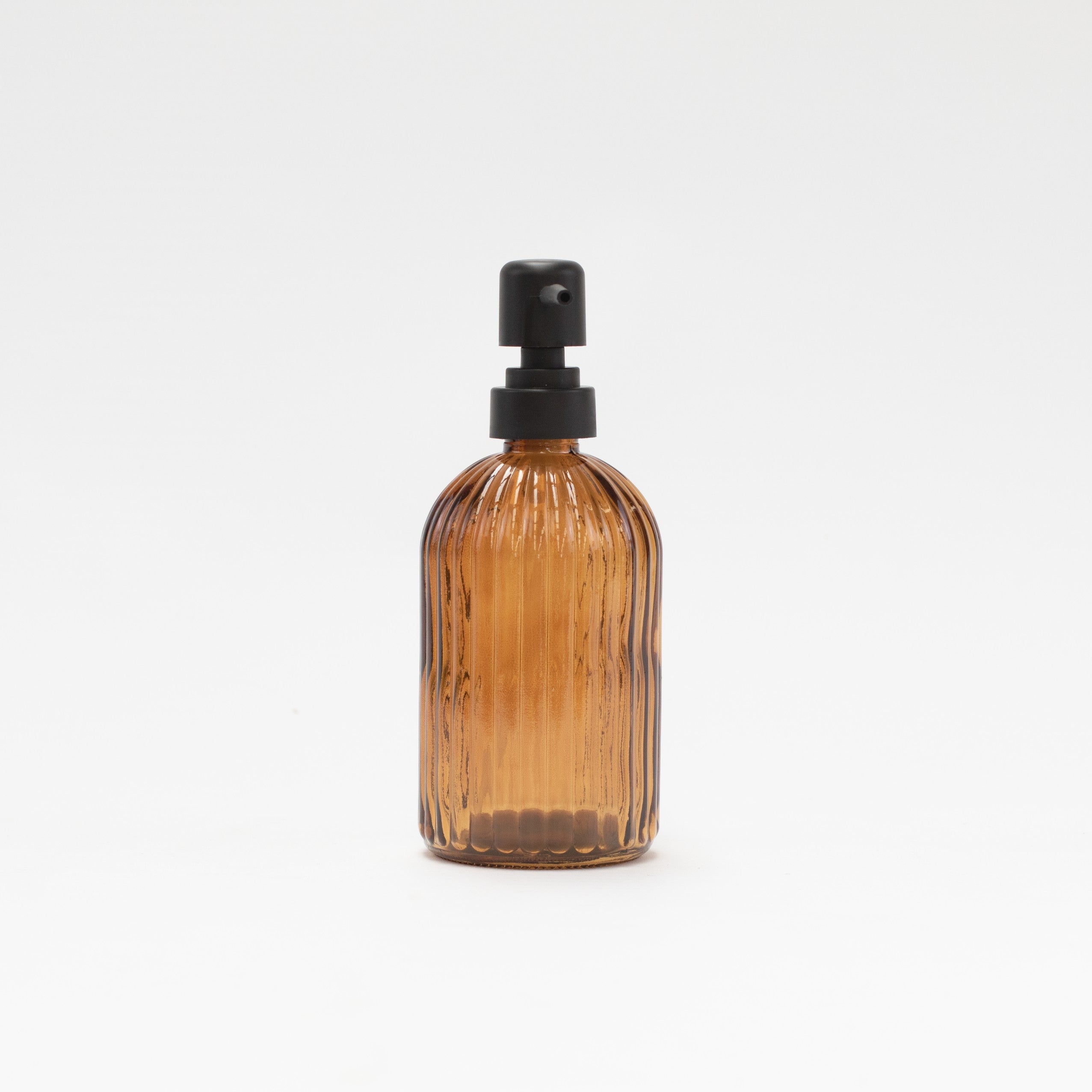 Ribbed Glass Amber Soap Dispenser 500 ML - Little Crafts London
