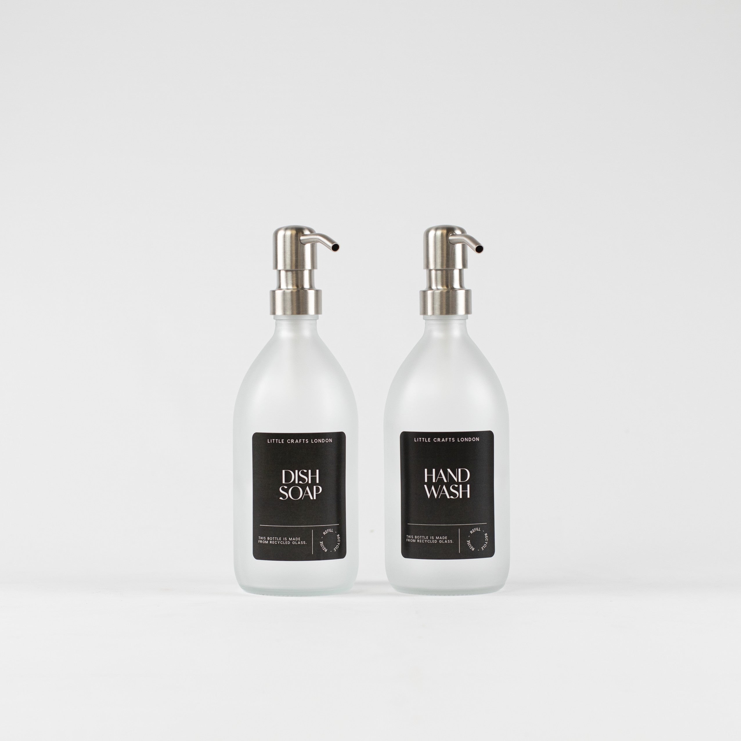 Frosted Clear Soap Dispenser 500 ML (Black Label) - Little Crafts London