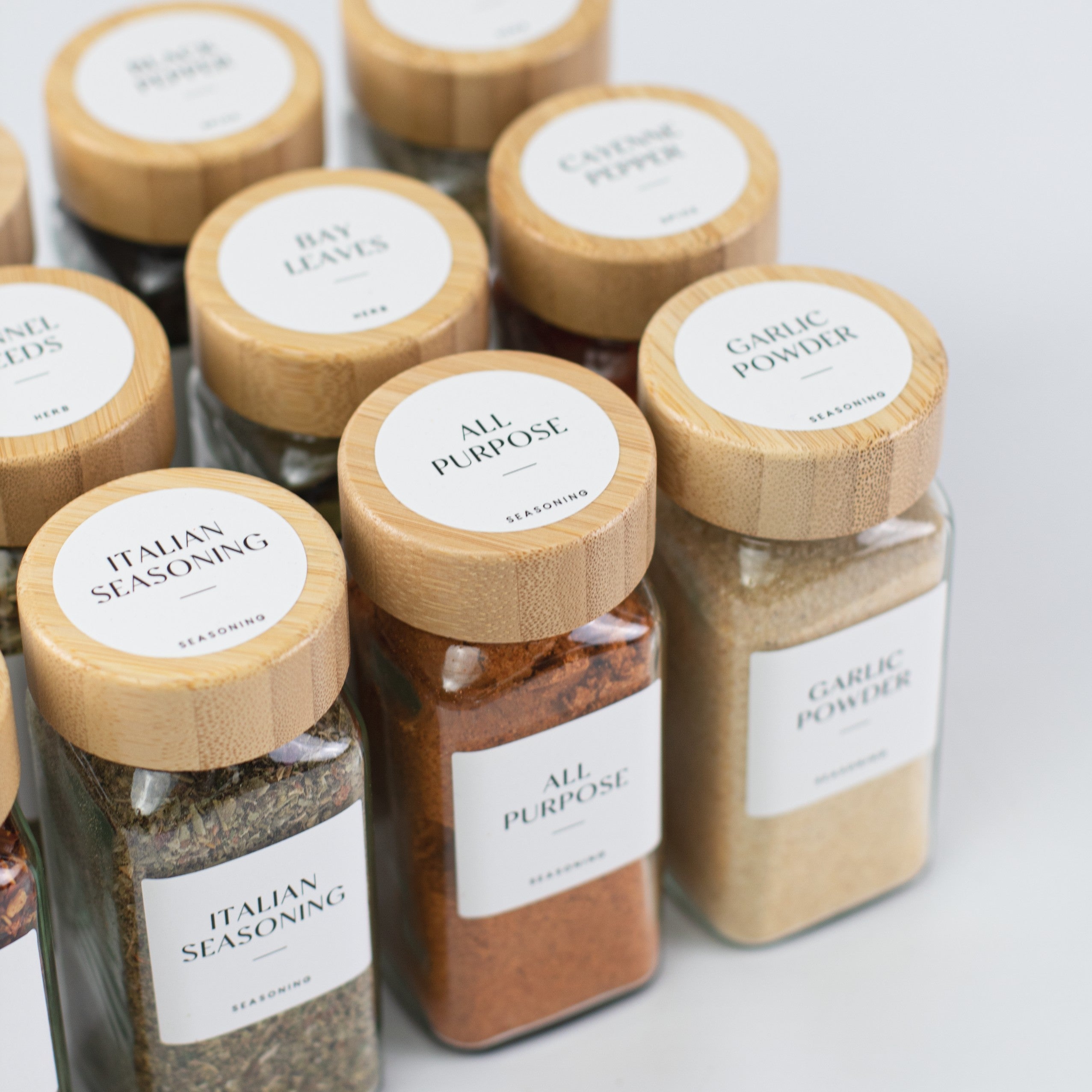 Set of 12 120ML Glass Spice Jar with Bamboo Lid - Little Crafts London