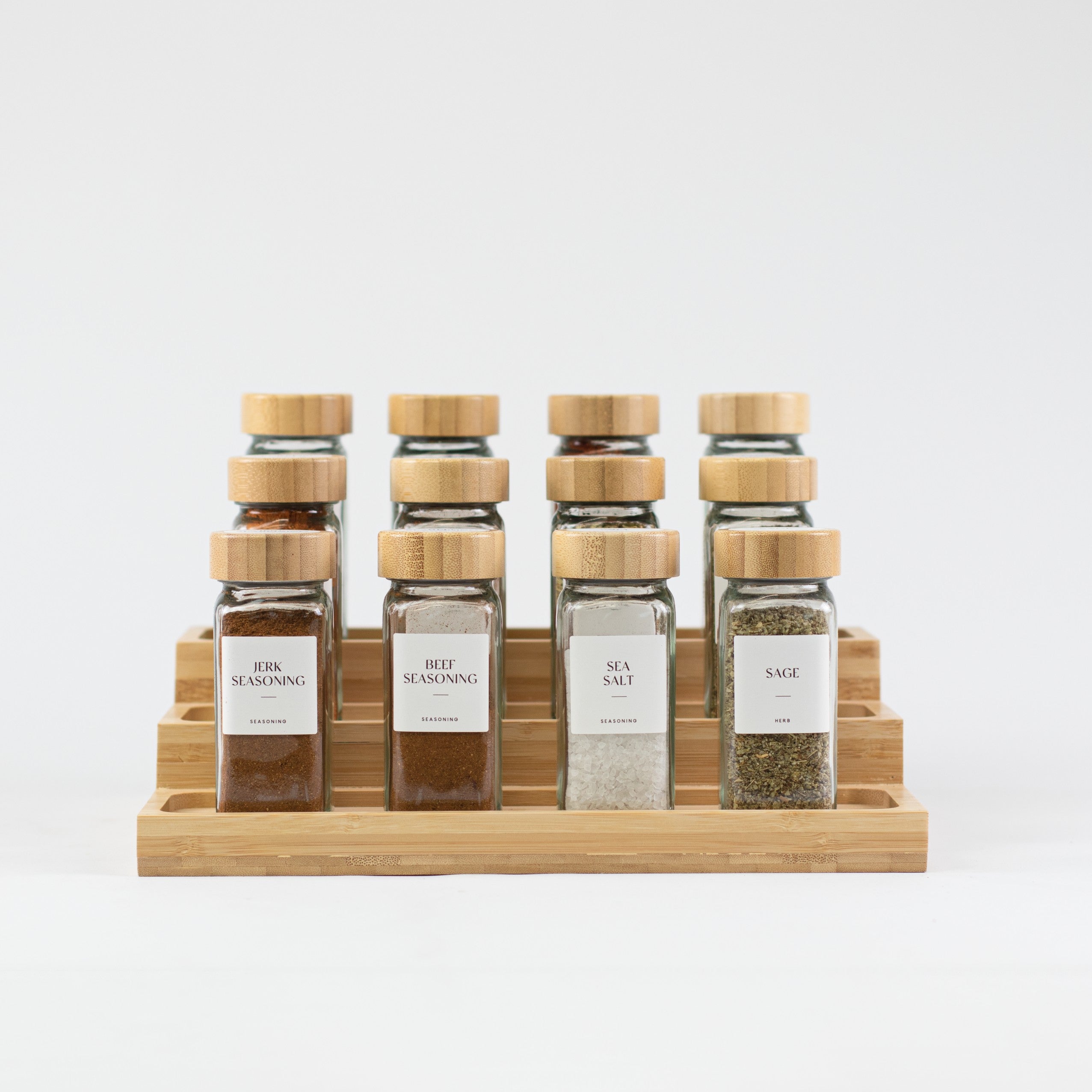 Set of 12 120ML Glass Spice Jar with Bamboo Lid - Little Crafts London