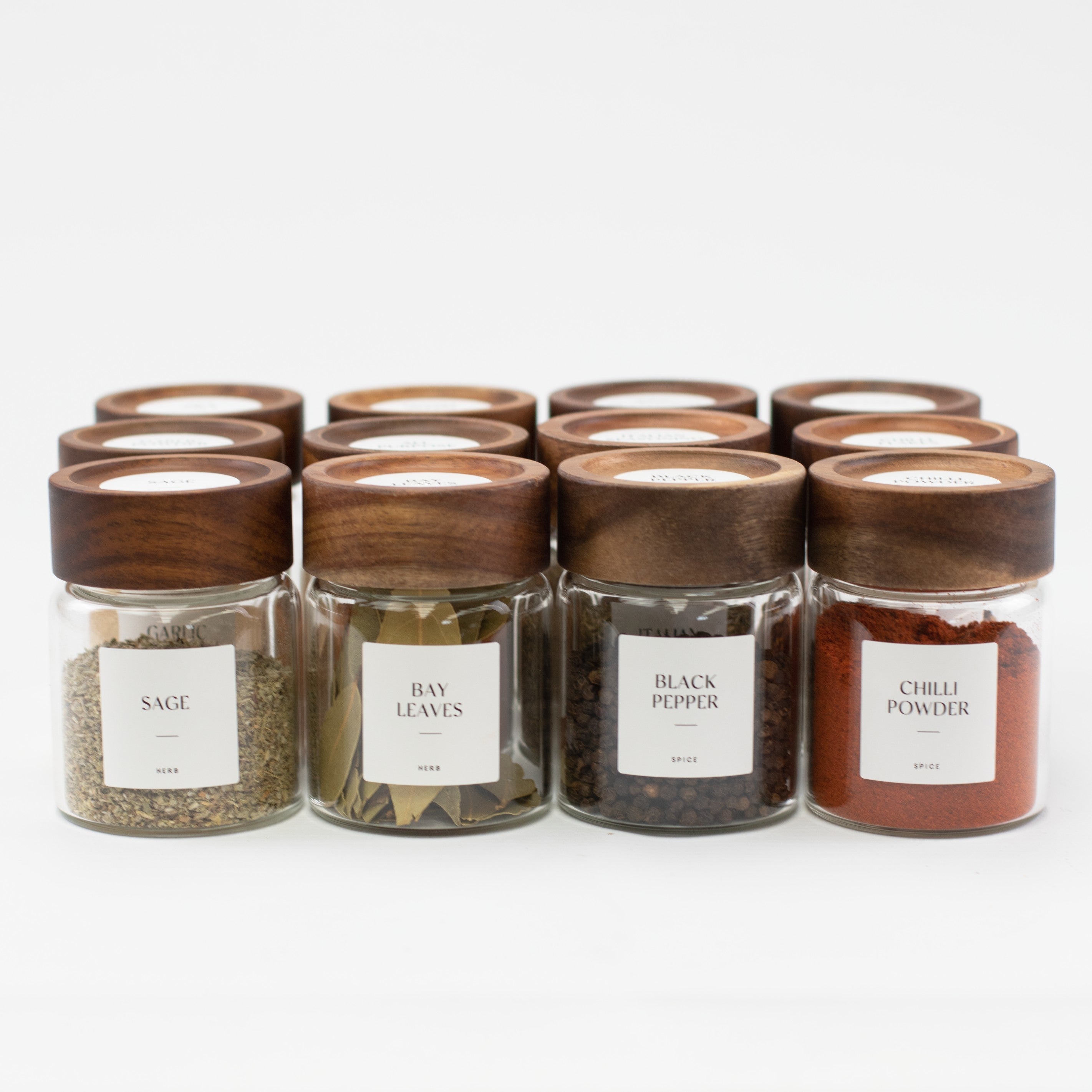 Acacia Wood Glass Spice Jar 180 ML - Little Crafts London