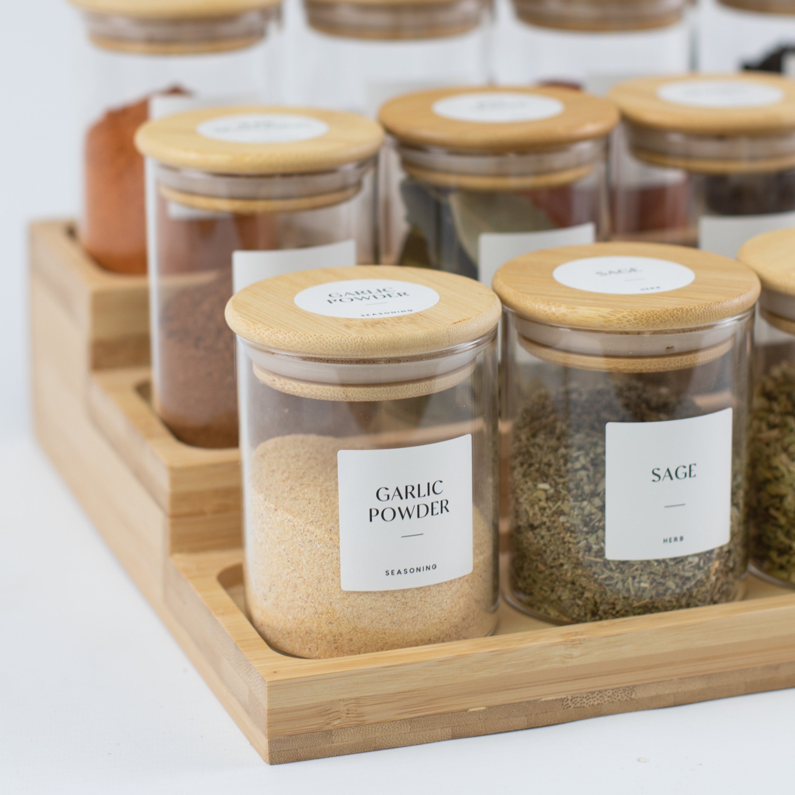 Glass Spice Jar with Bamboo Lid 200ml Small - Little Crafts London