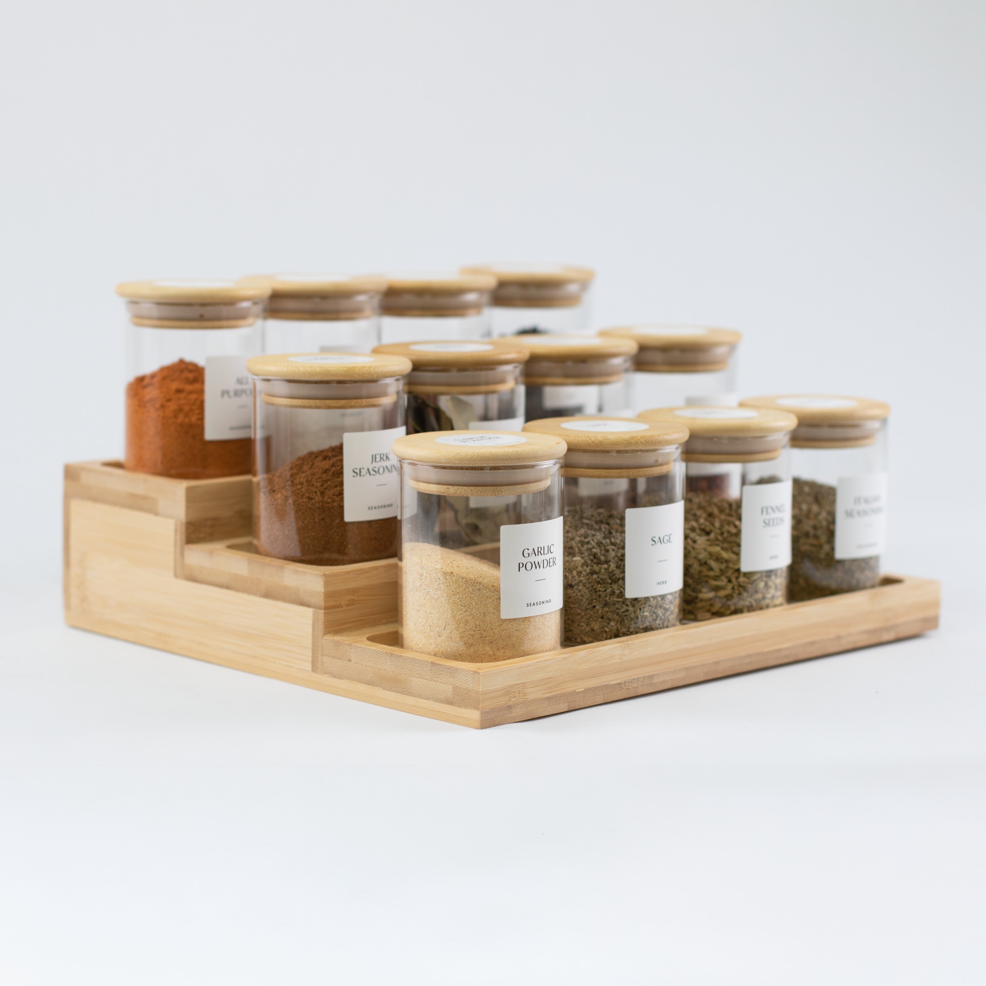 Glass Spice Jar with Bamboo Lid 200ml Small - Little Crafts London