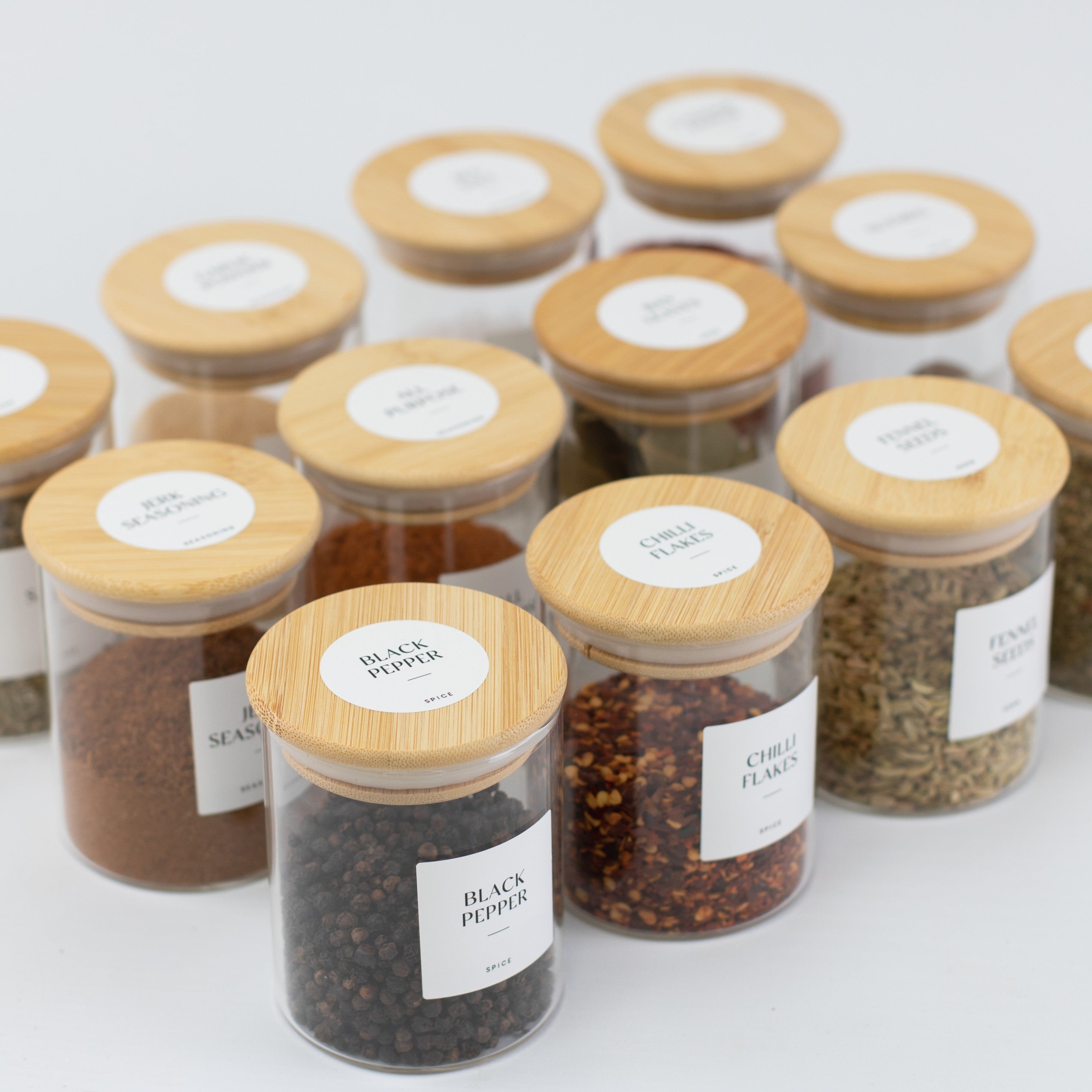 Glass Spice Jar with Bamboo Lid 200ml Small - Little Crafts London