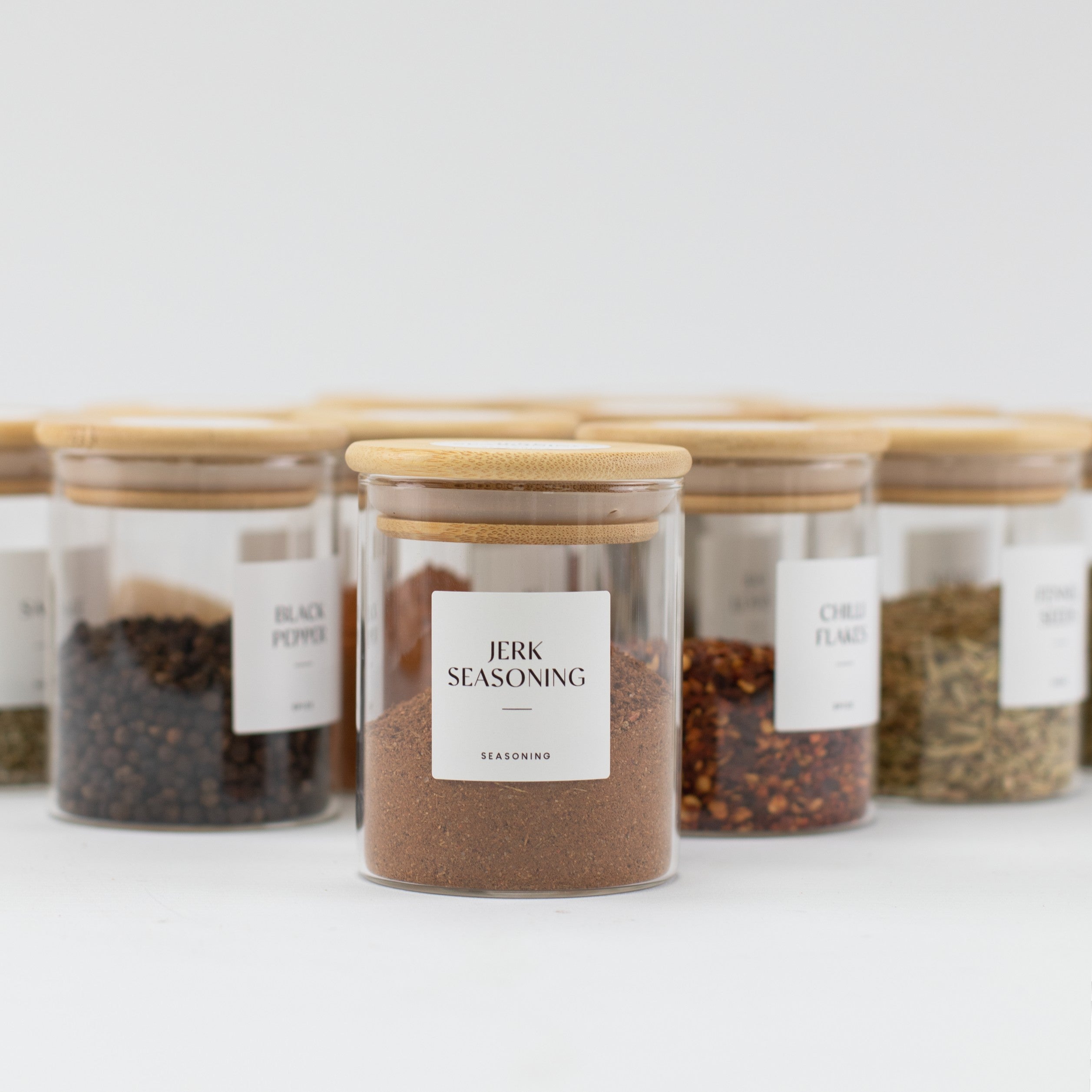 Glass Spice Jar with Bamboo Lid 200ml Small - Little Crafts London