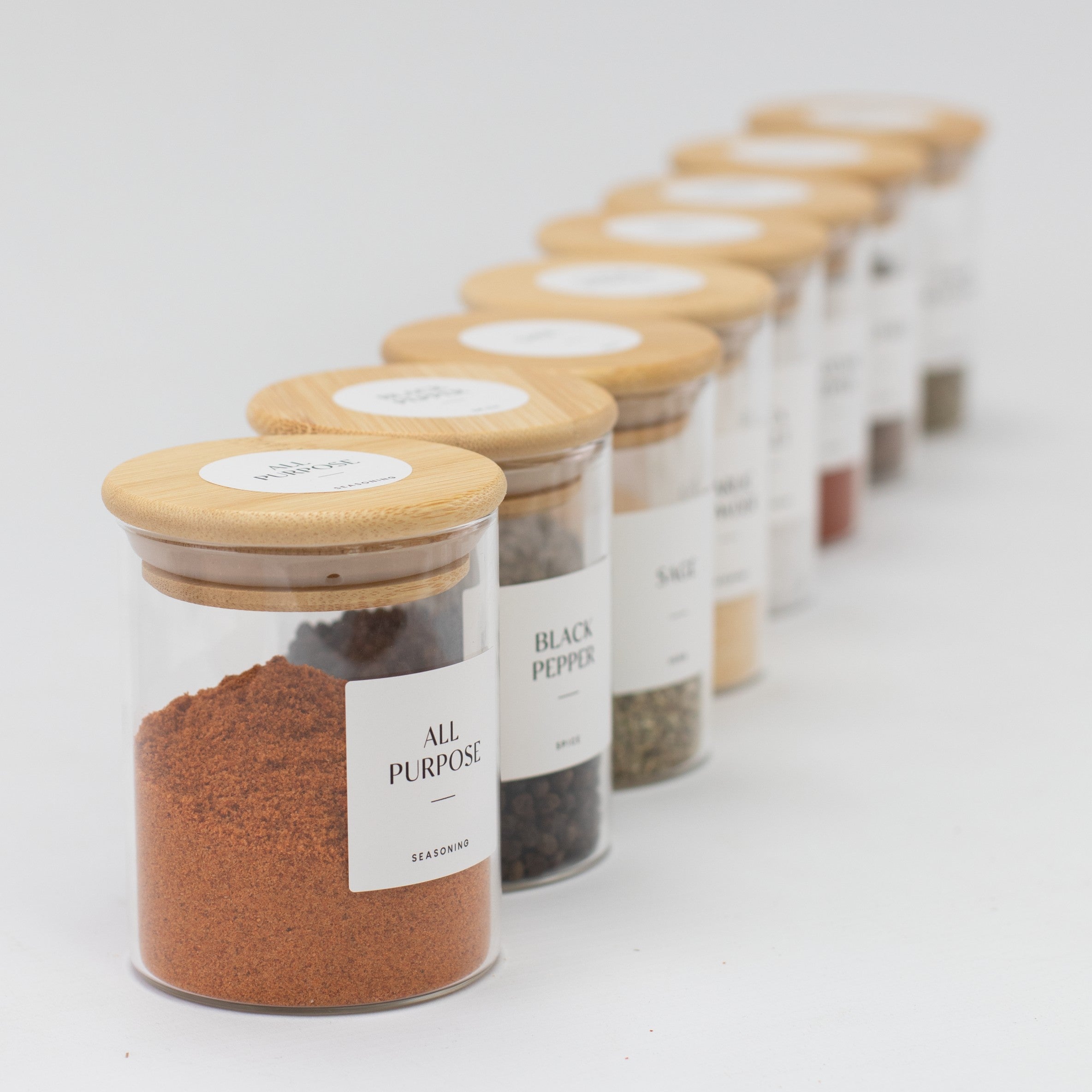 Glass Spice Jar with Bamboo Lid 200ml Small - Little Crafts London