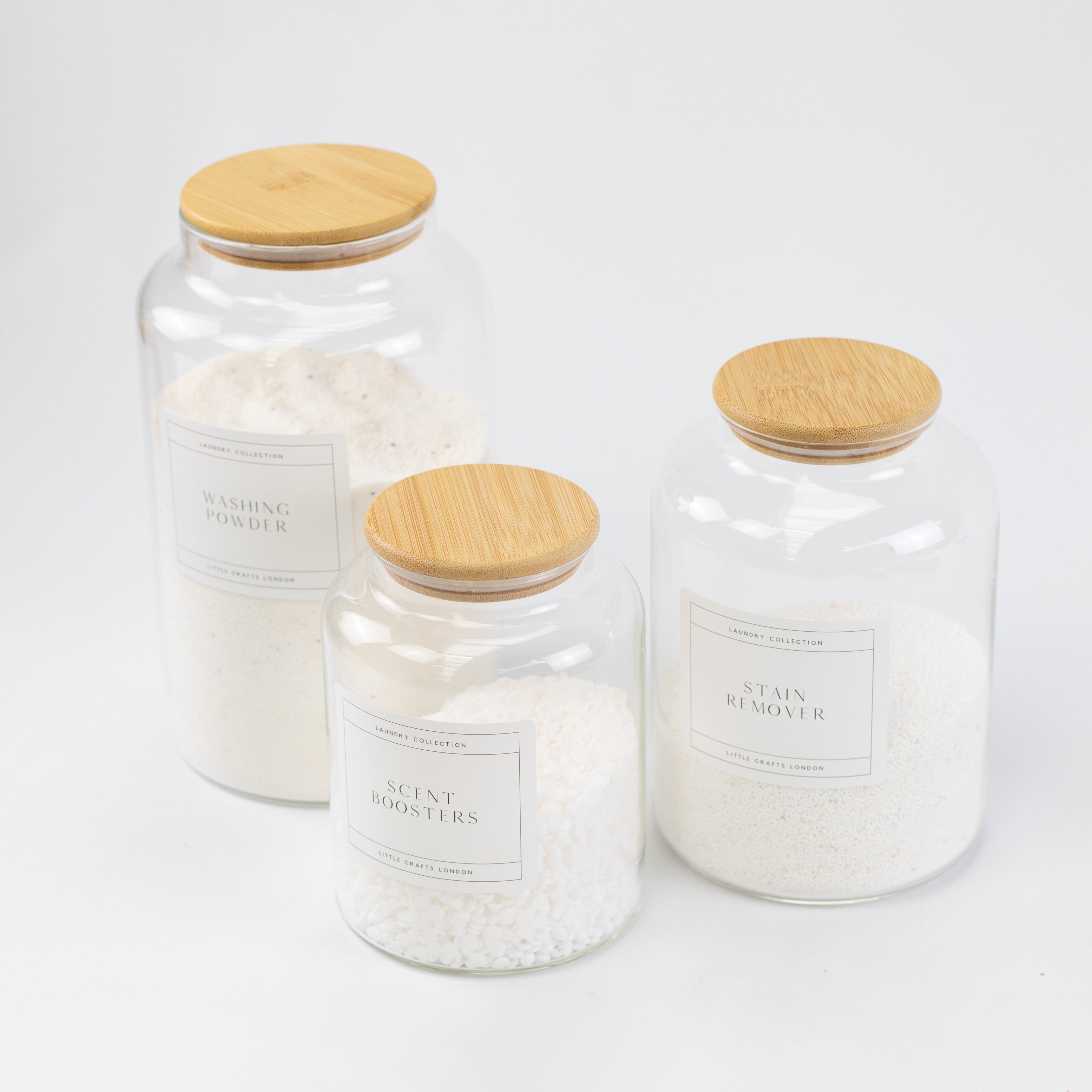 Set of 3 Bamboo Large Laundry Jars