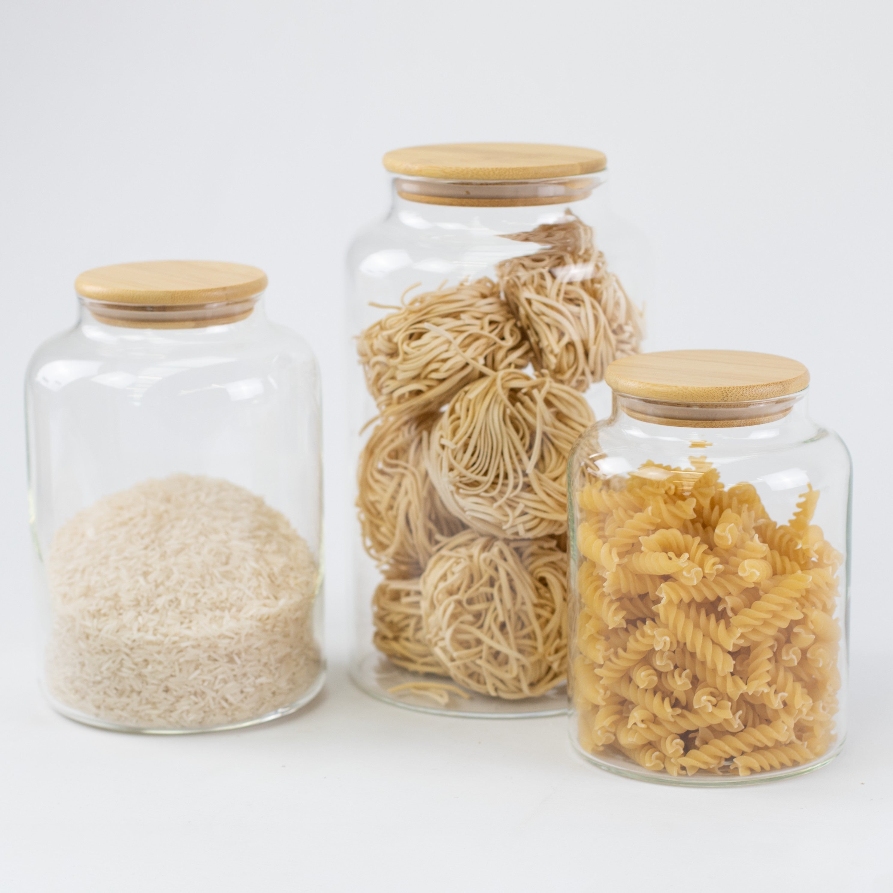 Large Glass Bamboo Pantry Jars
