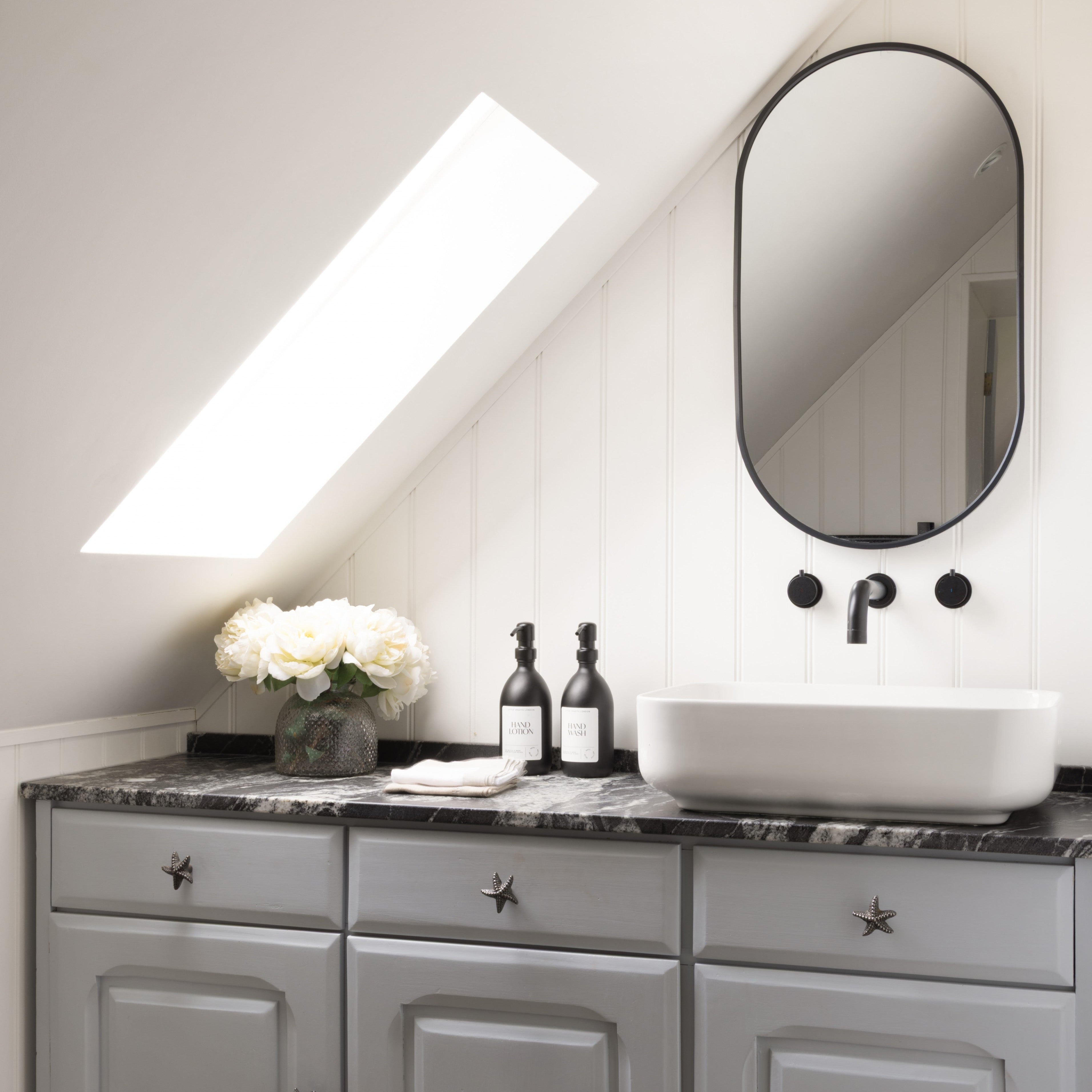 Matt Black 500ml Glass Bottle with Stainless Steel Pump - Little Crafts London