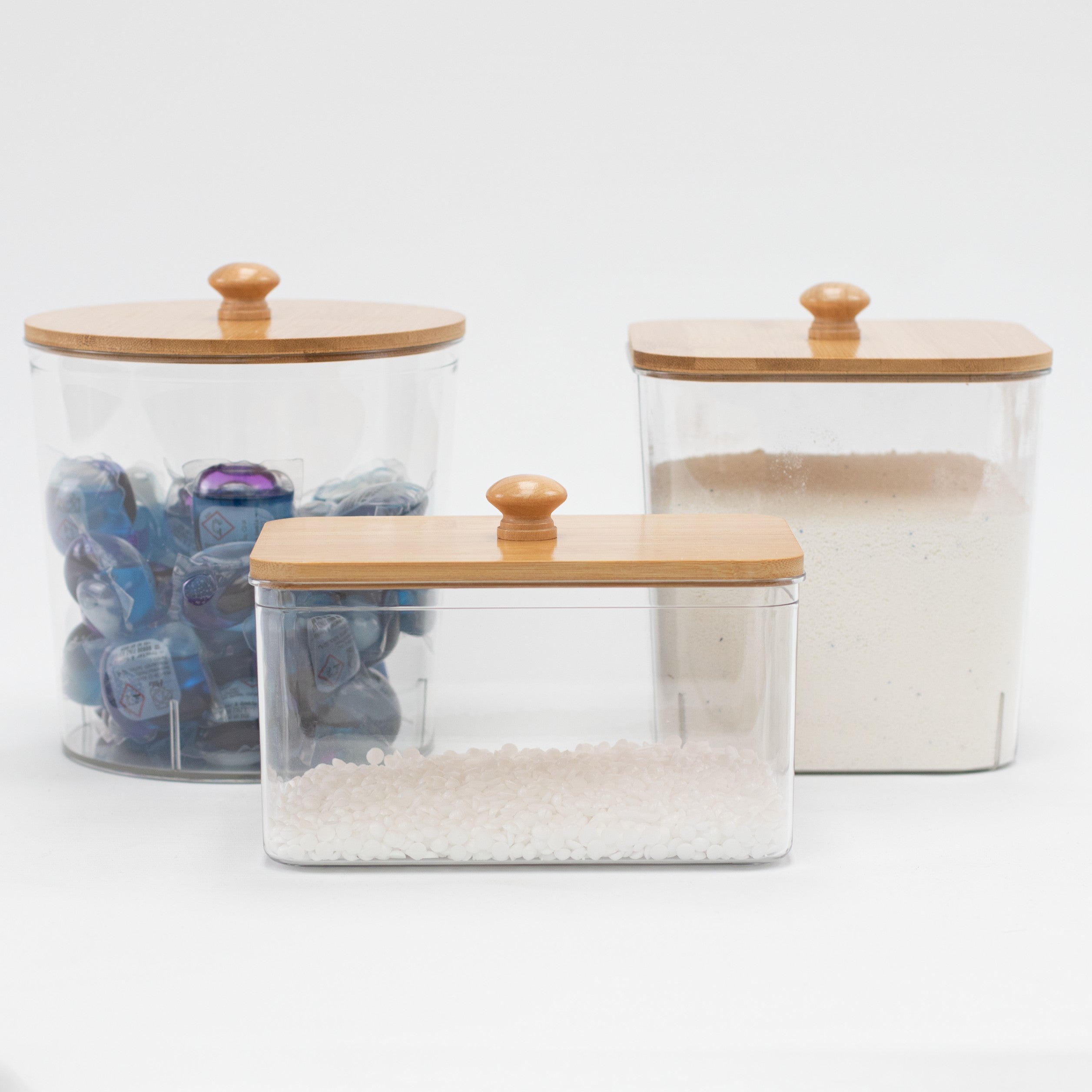 Set of 3 Plastic Laundry Set with Bamboo Lid - Little Crafts London