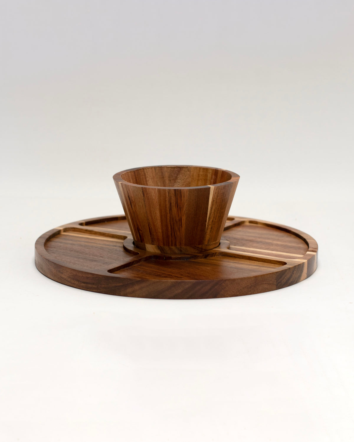 Acacia Wood 2-in-1 Cake Stand & Serving Platter with Plastic Dome