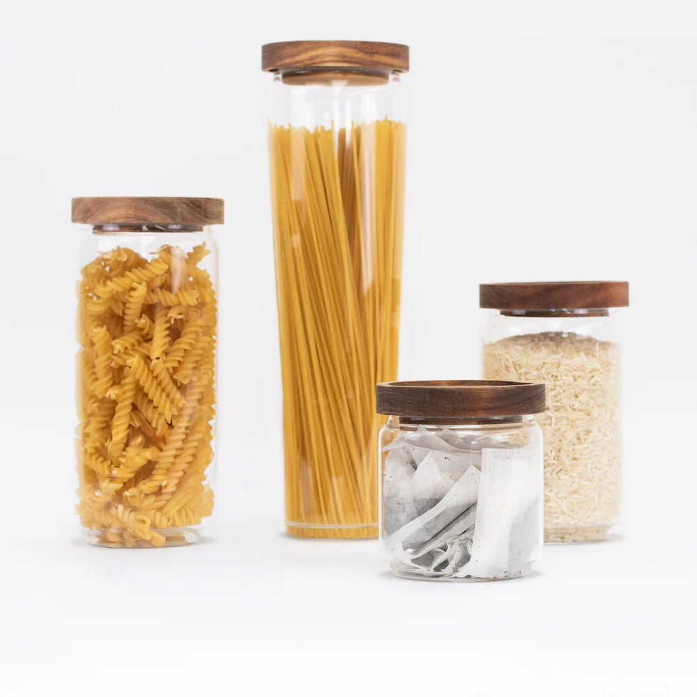 Glass Acacia Pantry Jars - Little Crafts London