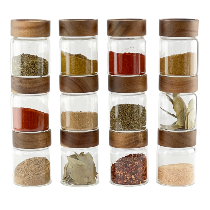 Acacia Wood Spice Jar 180 ML - Little Crafts London