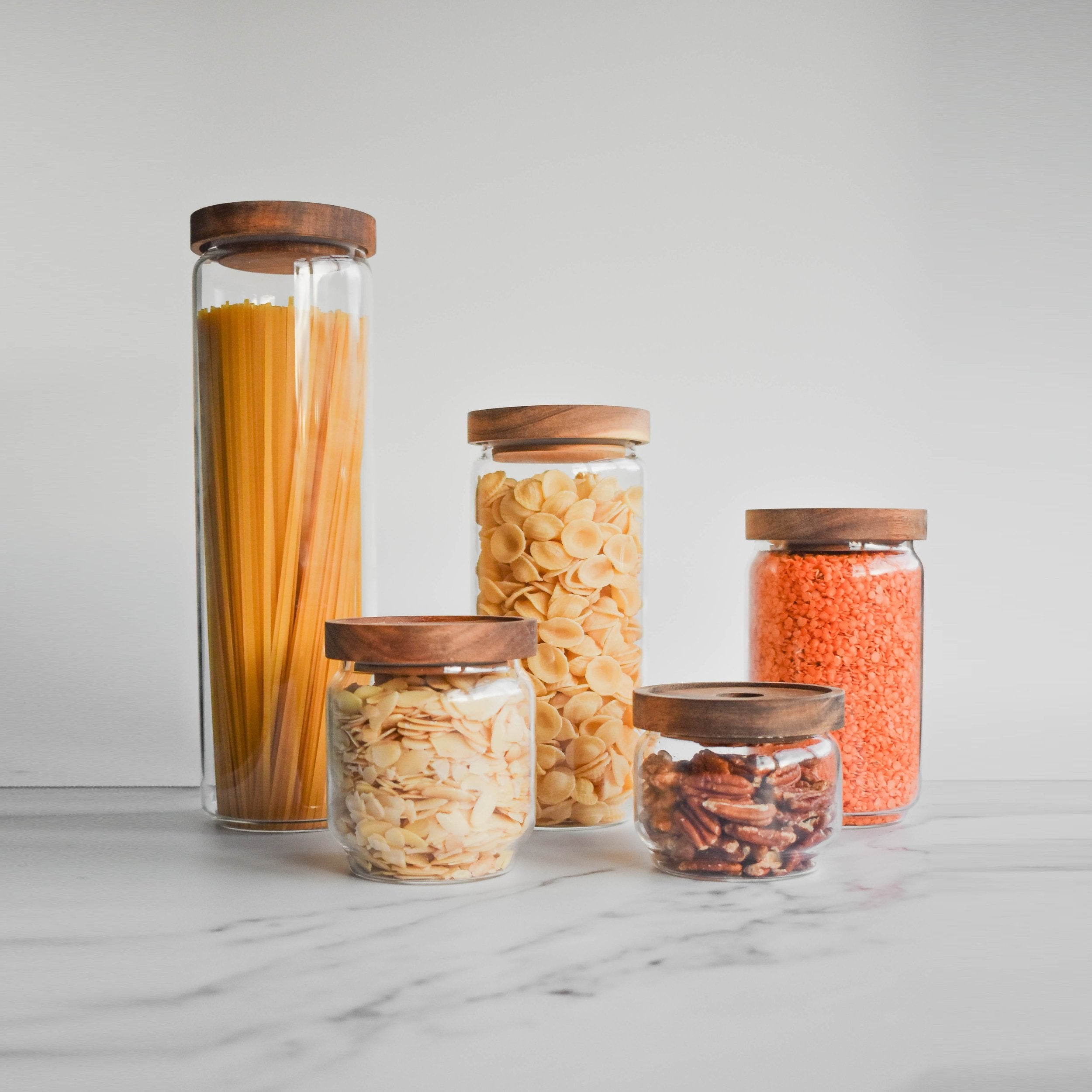 Glass Acacia Pantry Jars - Little Crafts London