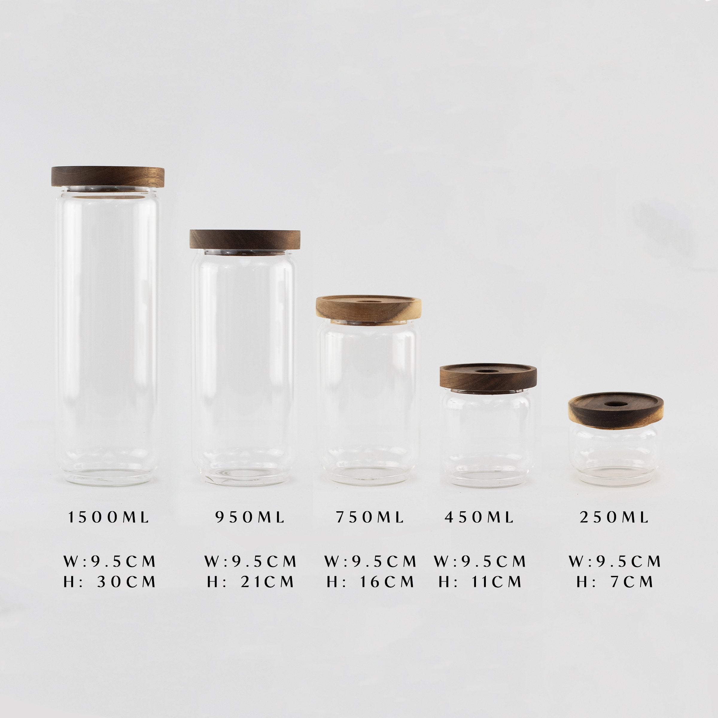 Glass Acacia Pantry Jars - Little Crafts London