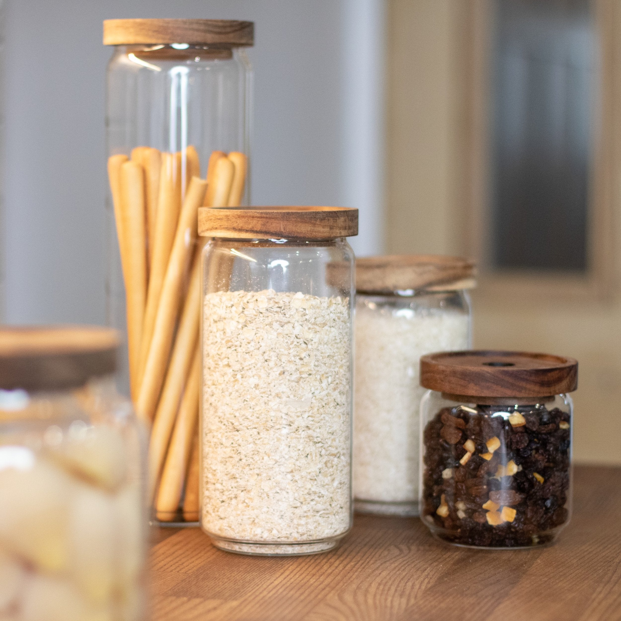 Glass Acacia Pantry Jars - Little Crafts London
