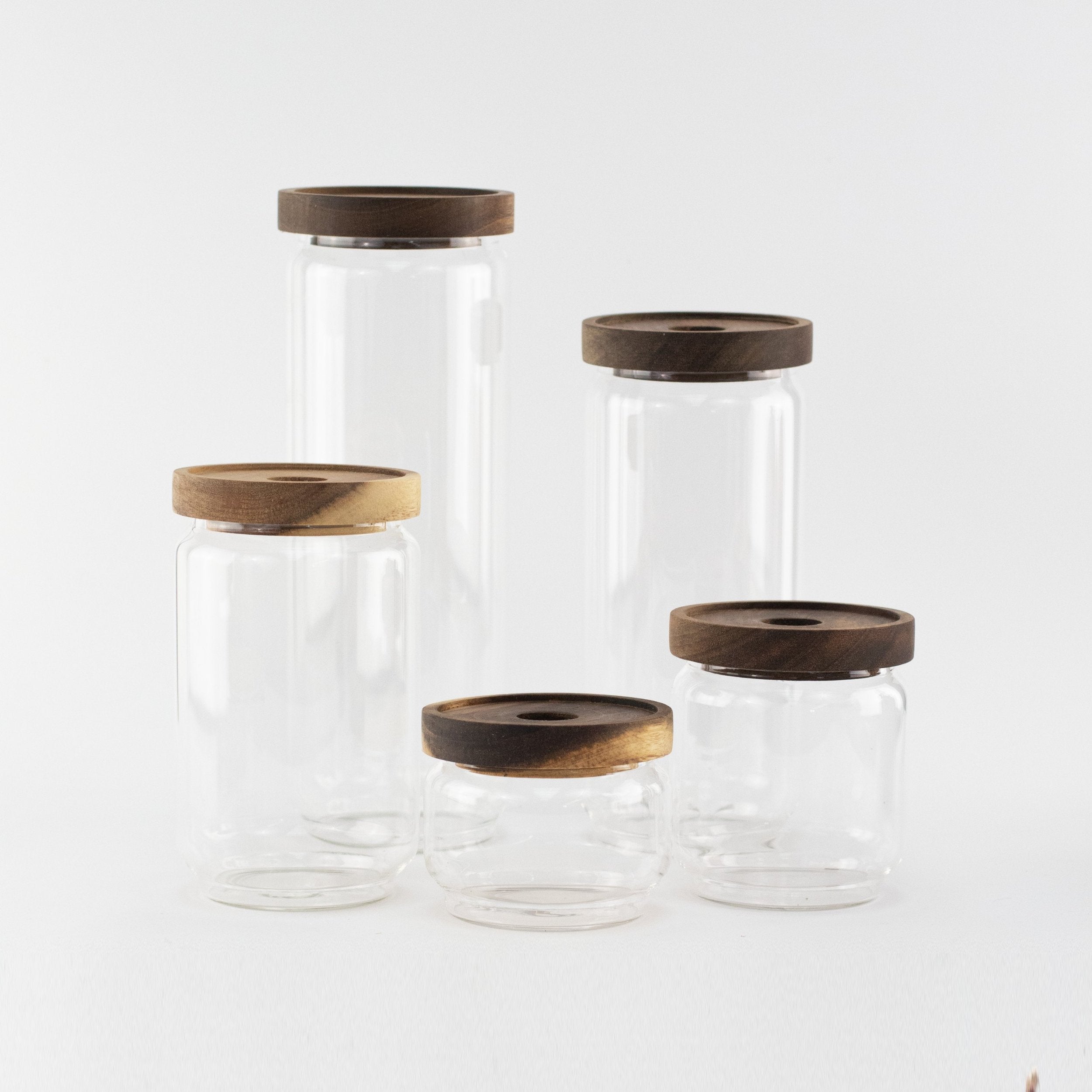 Glass Acacia Pantry Jars - Little Crafts London