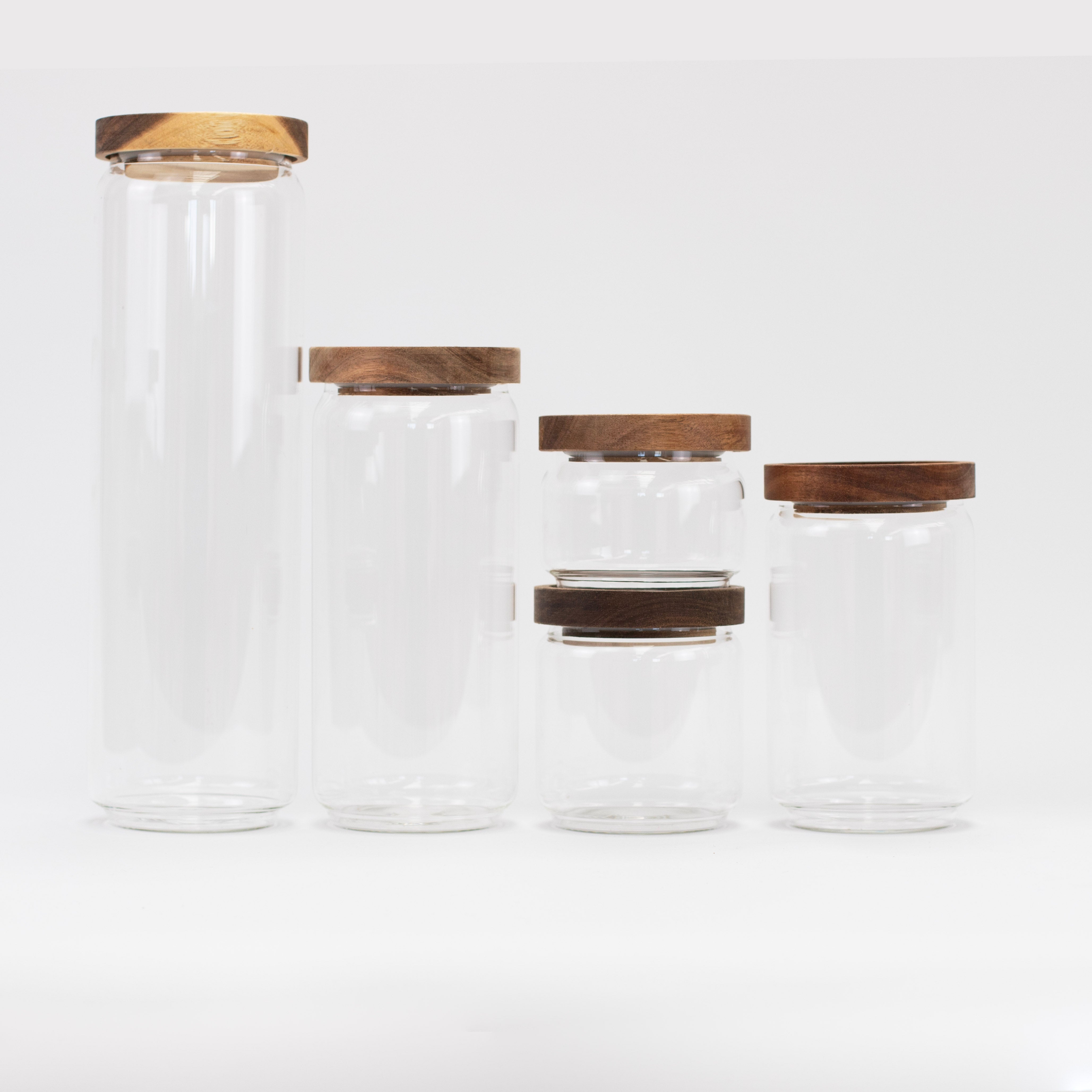 Glass Acacia Pantry Jars - Little Crafts London