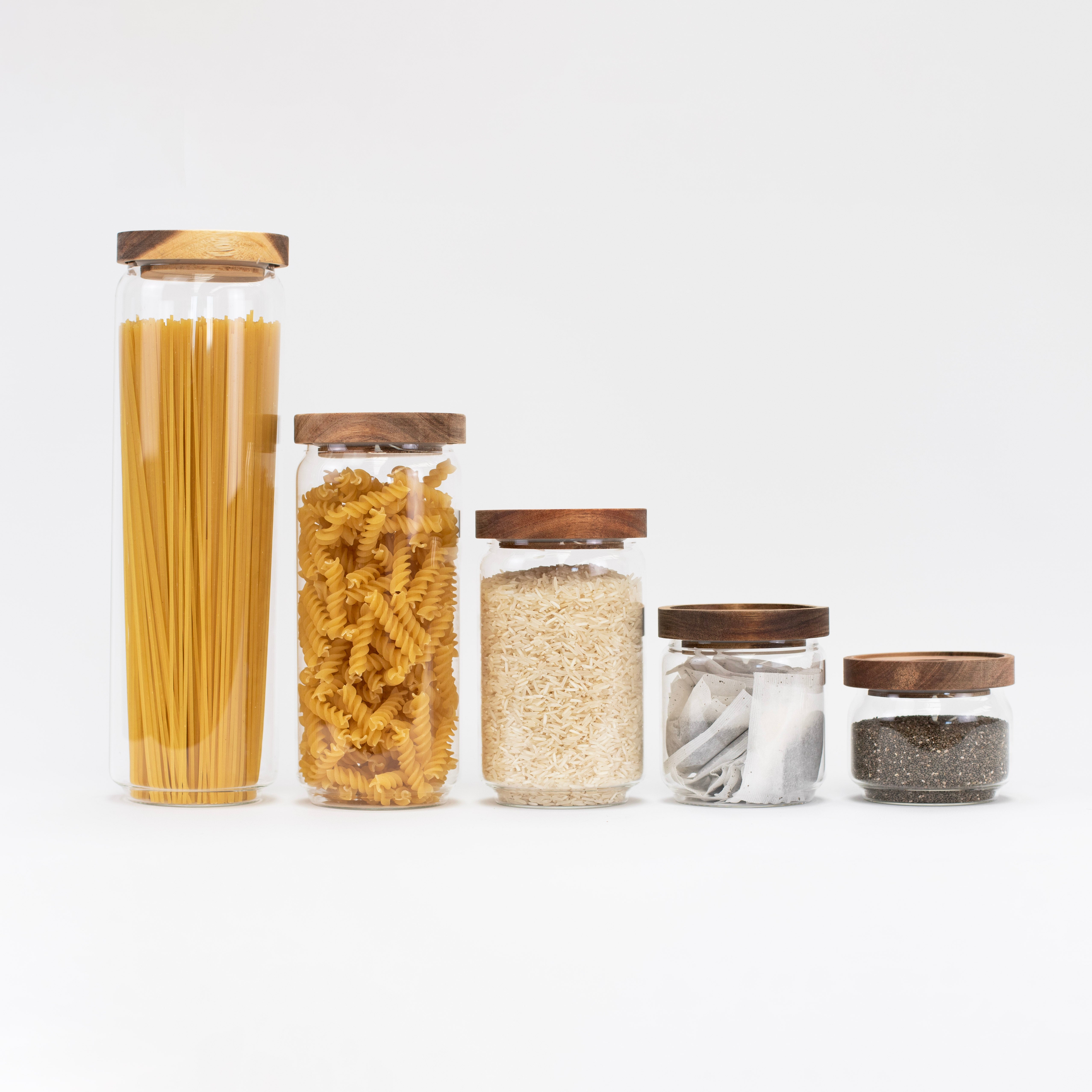 Glass Acacia Pantry Jars - Little Crafts London