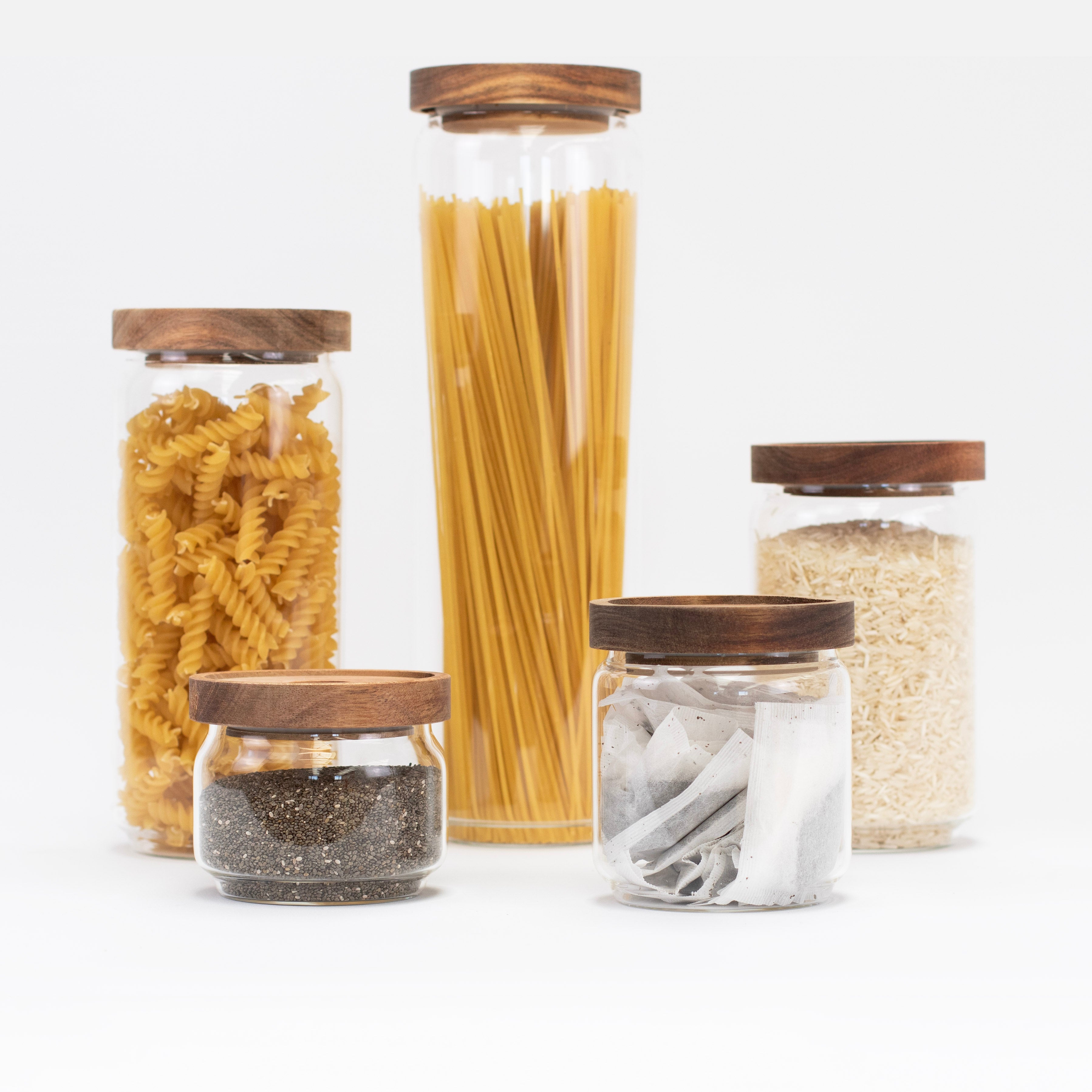 Glass Acacia Pantry Jars - Little Crafts London