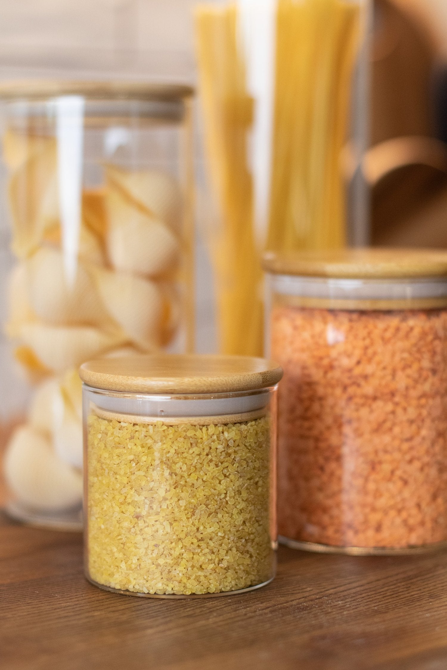Glass Bamboo Pantry Jars - Little Crafts London