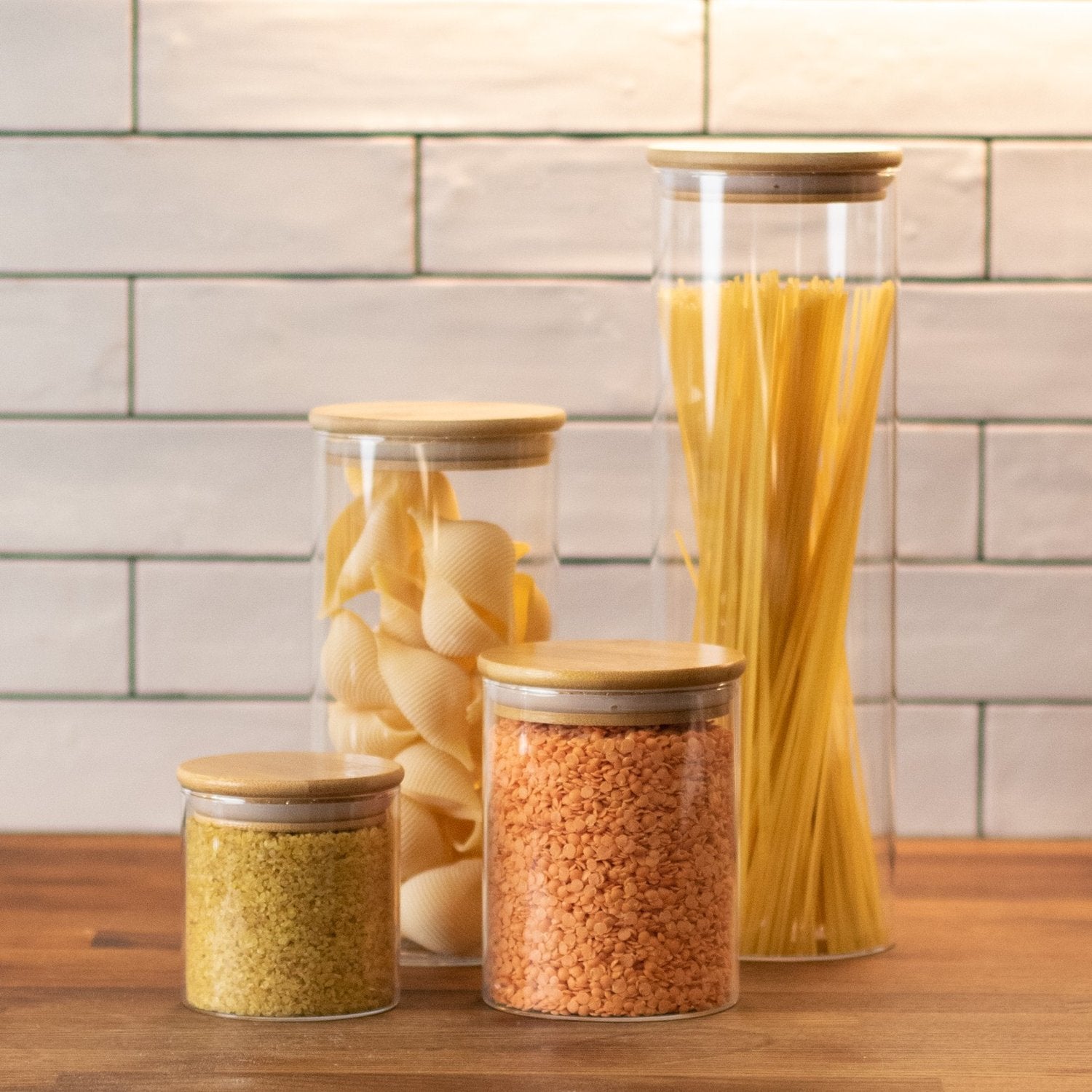 Glass Bamboo Pantry Jars - Little Crafts London