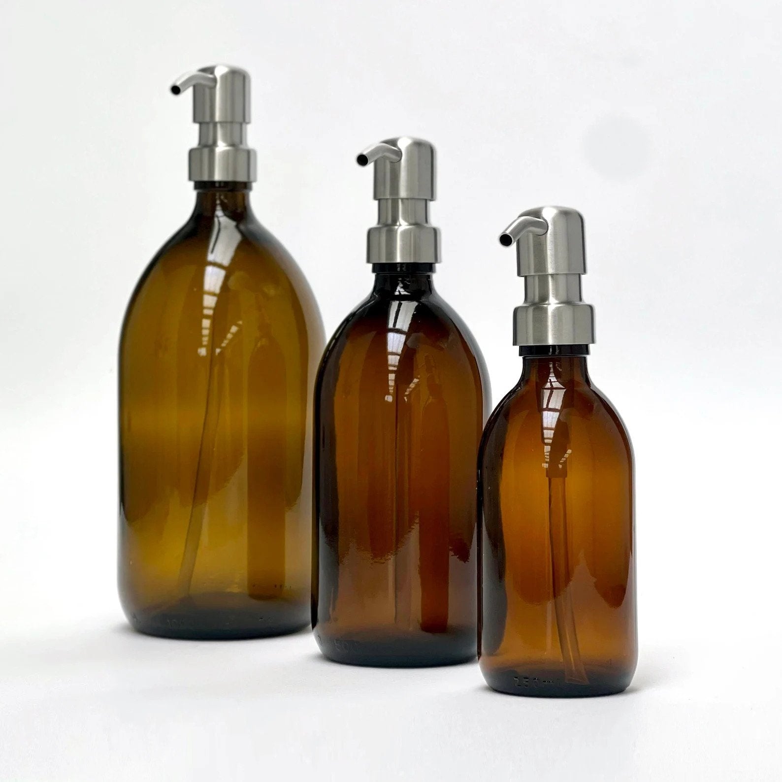 Amber Glass Bottle with Stainless Steel Pump - Little Crafts London