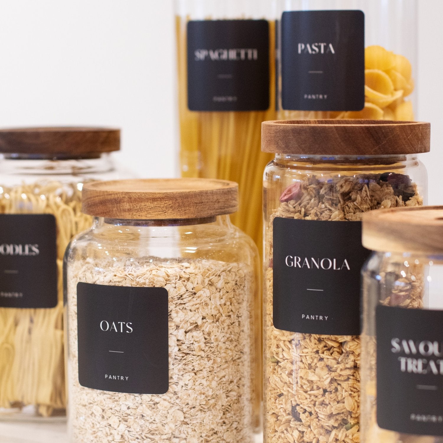 Black Waterproof Pantry Labels 6 CM x 6 CM (24 Labels) - Little Crafts London