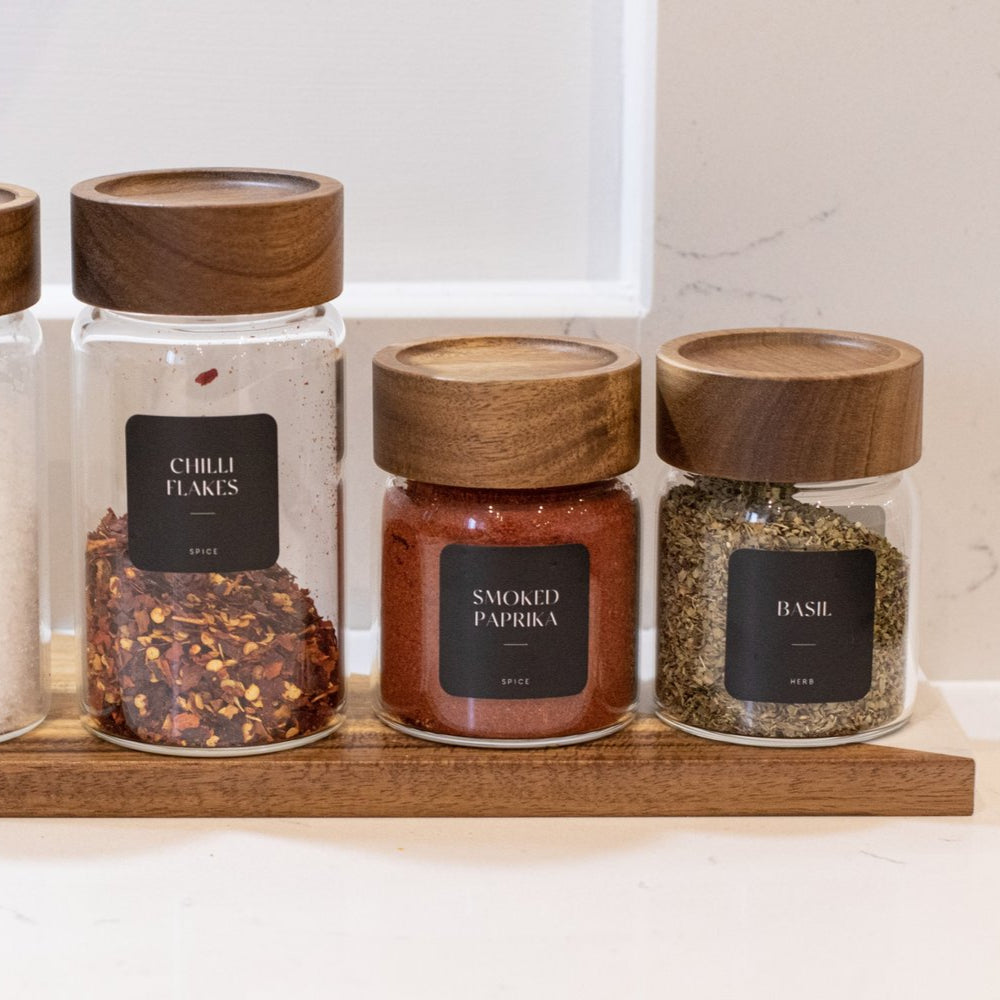 Black Waterproof Spice Labels 37 MM x 37 MM (35 Labels) - Little Crafts London