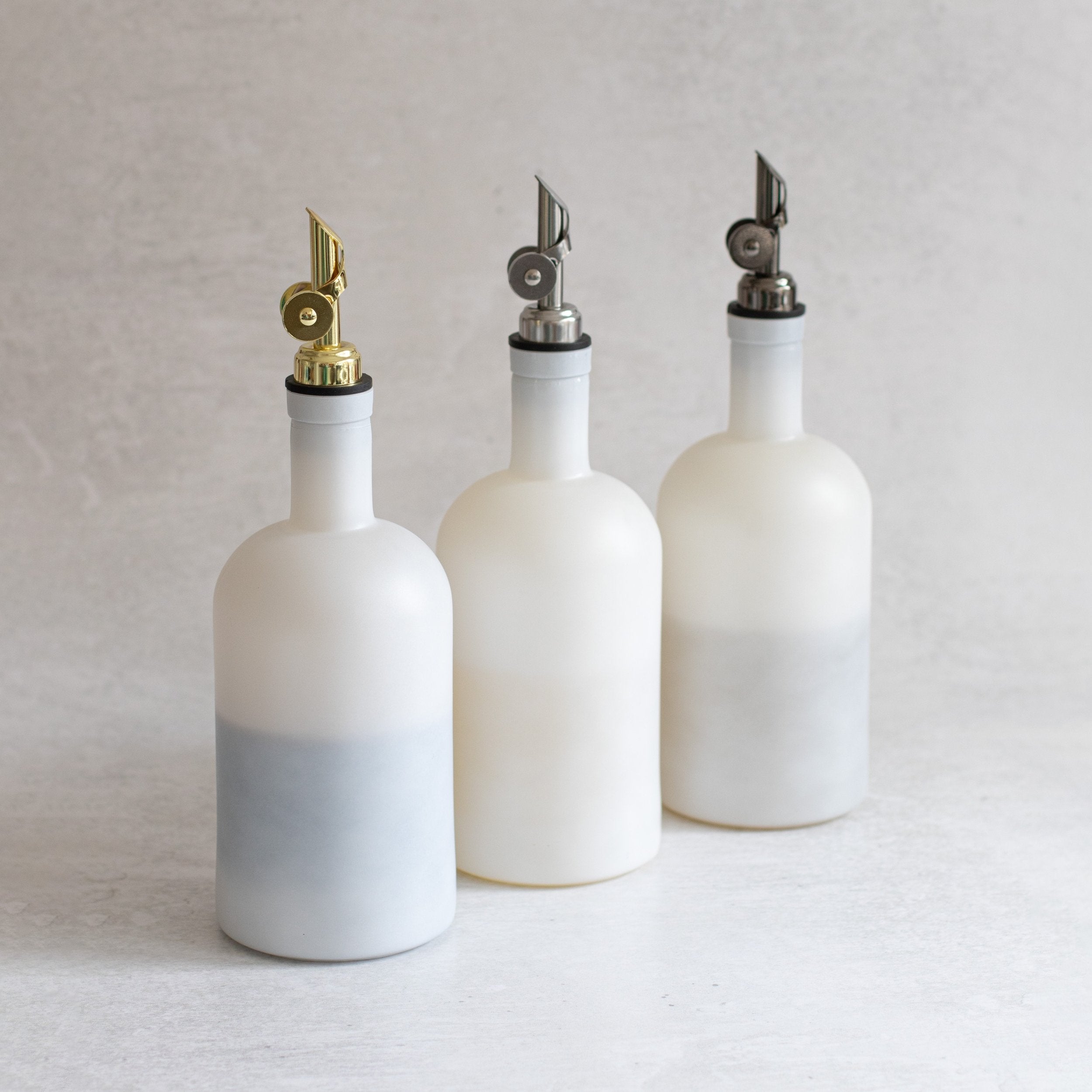 Frosted White Round Glass Oil Bottle 500 ML - Little Crafts London