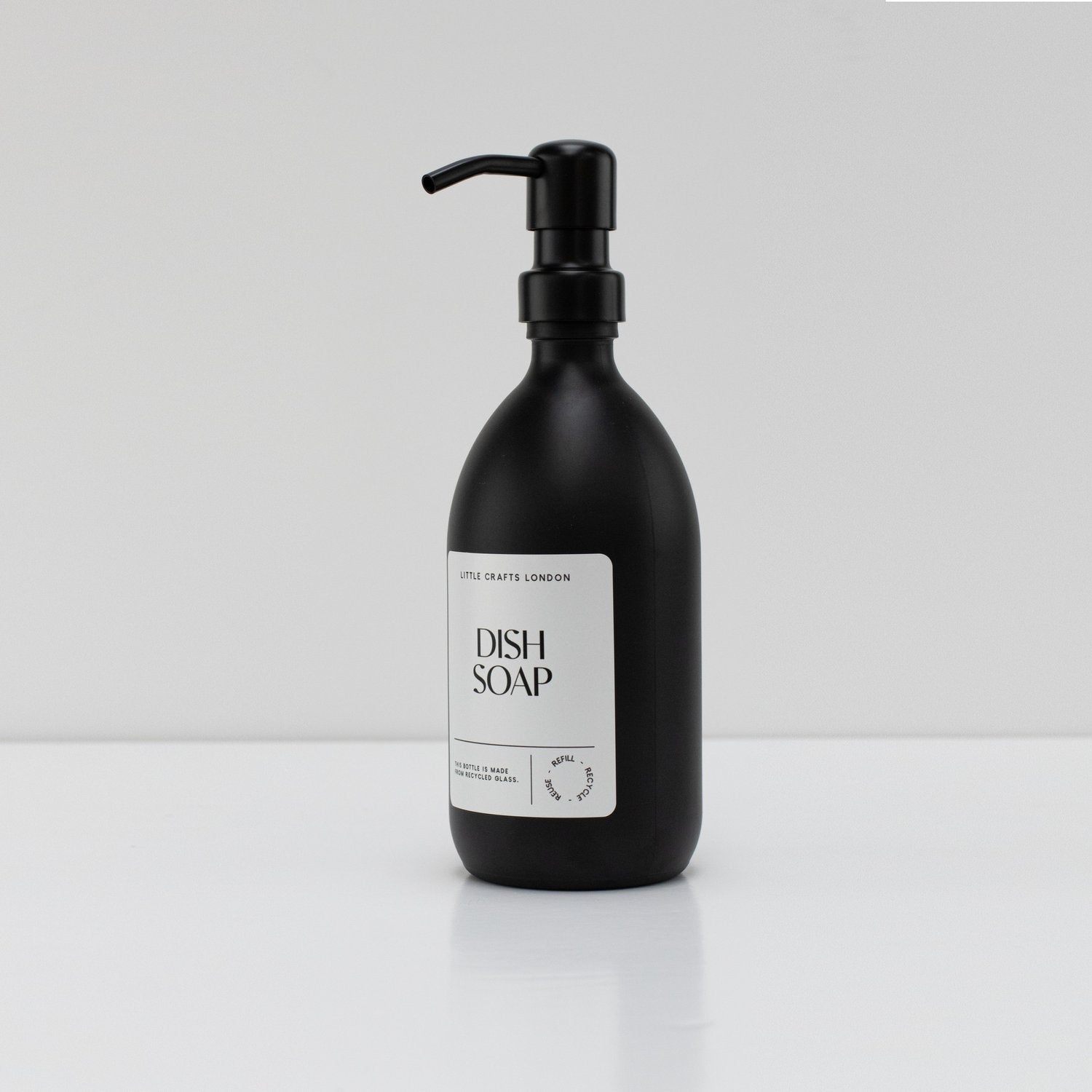 Matt Black 500ml Glass Bottle with Stainless Steel Pump - Little Crafts London