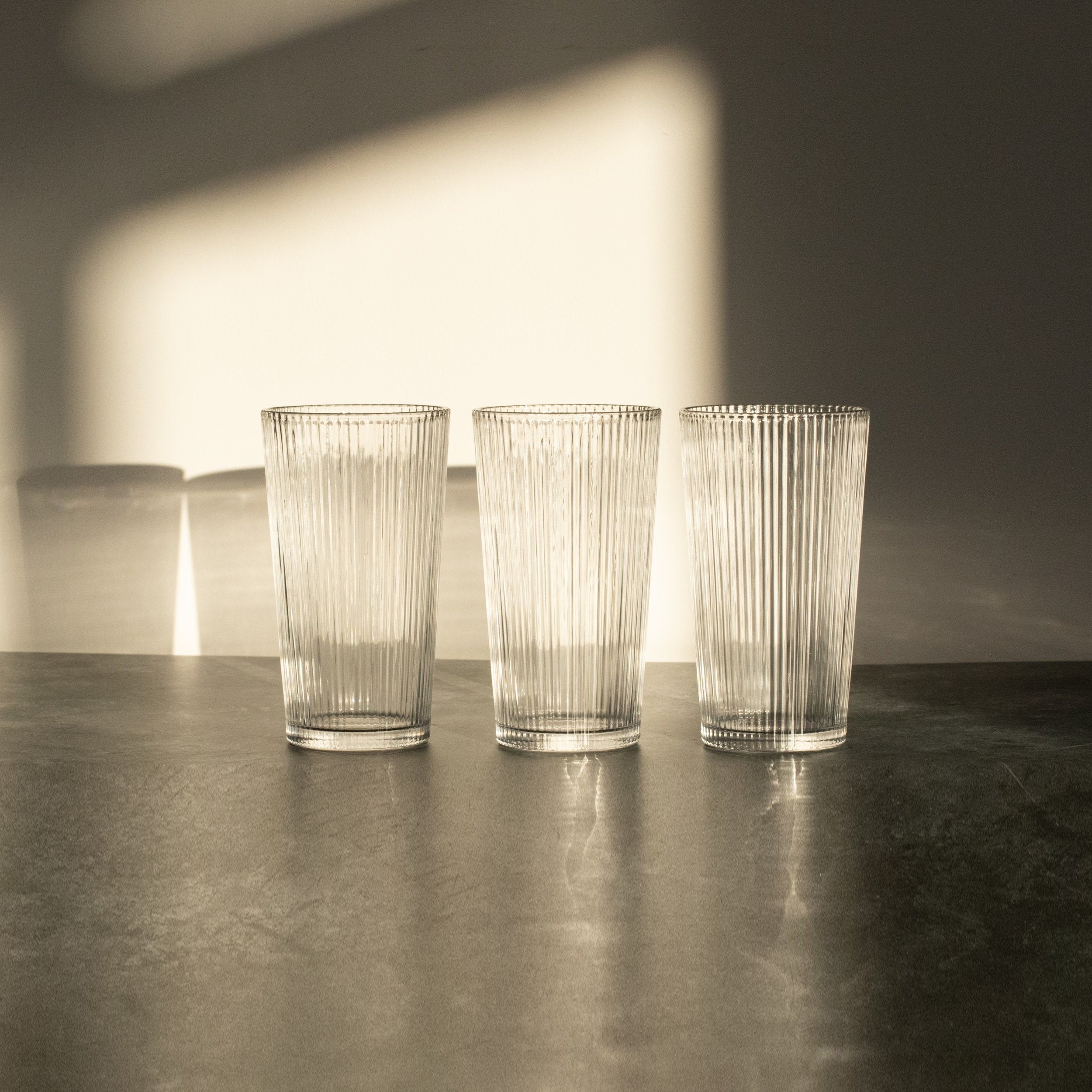 Ribbed Glass Cup 380 ML Cup - Little Crafts London