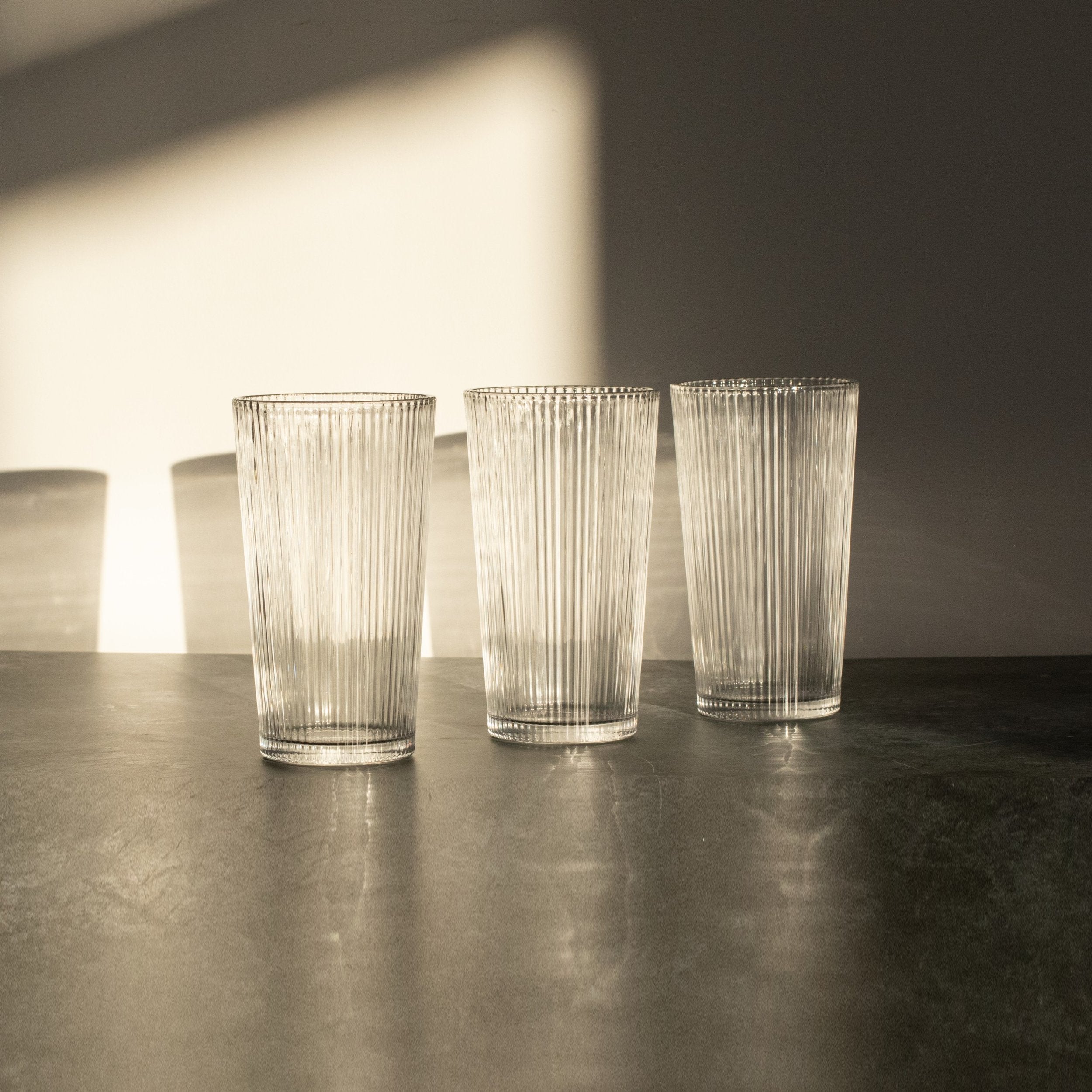 Ribbed Glass Cup 380 ML Cup - Little Crafts London