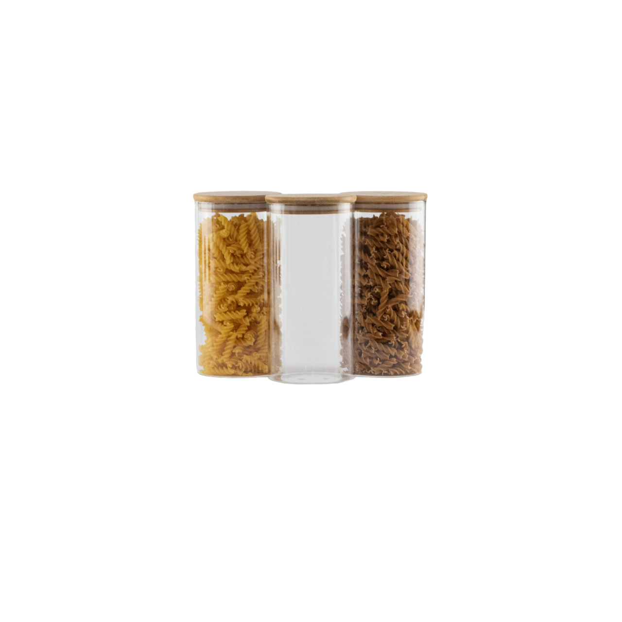 Set of 3 1400 ML Bamboo Glass Pantry Jars - Little Crafts London
