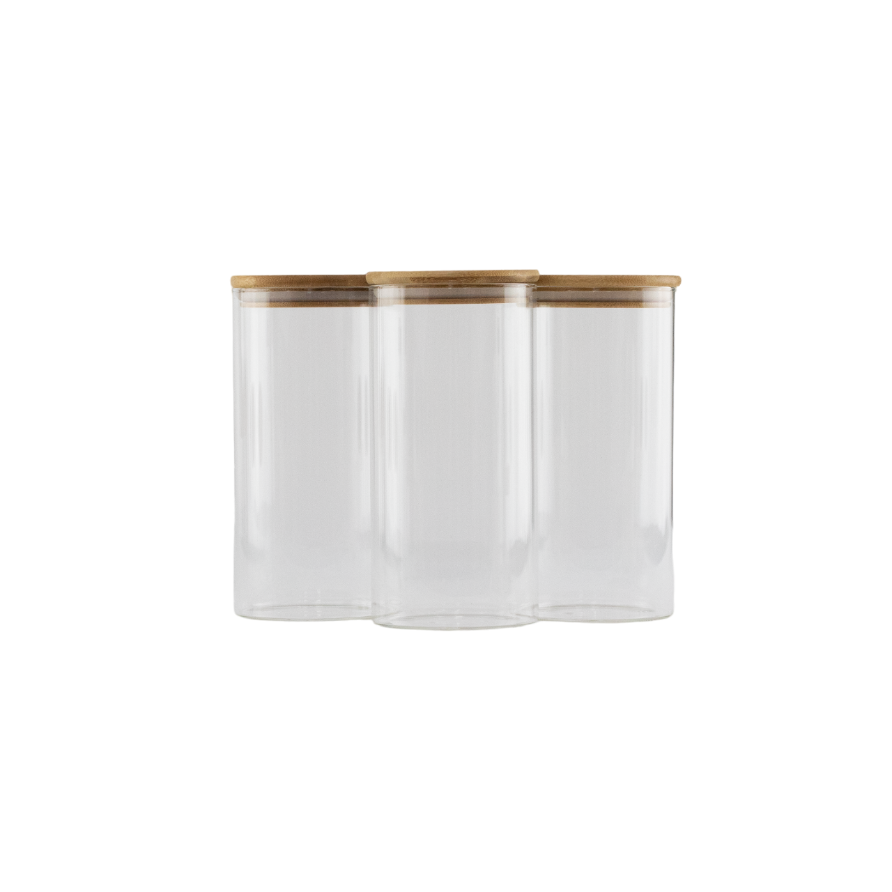 Set of 3 1400 ML Bamboo Glass Pantry Jars - Little Crafts London
