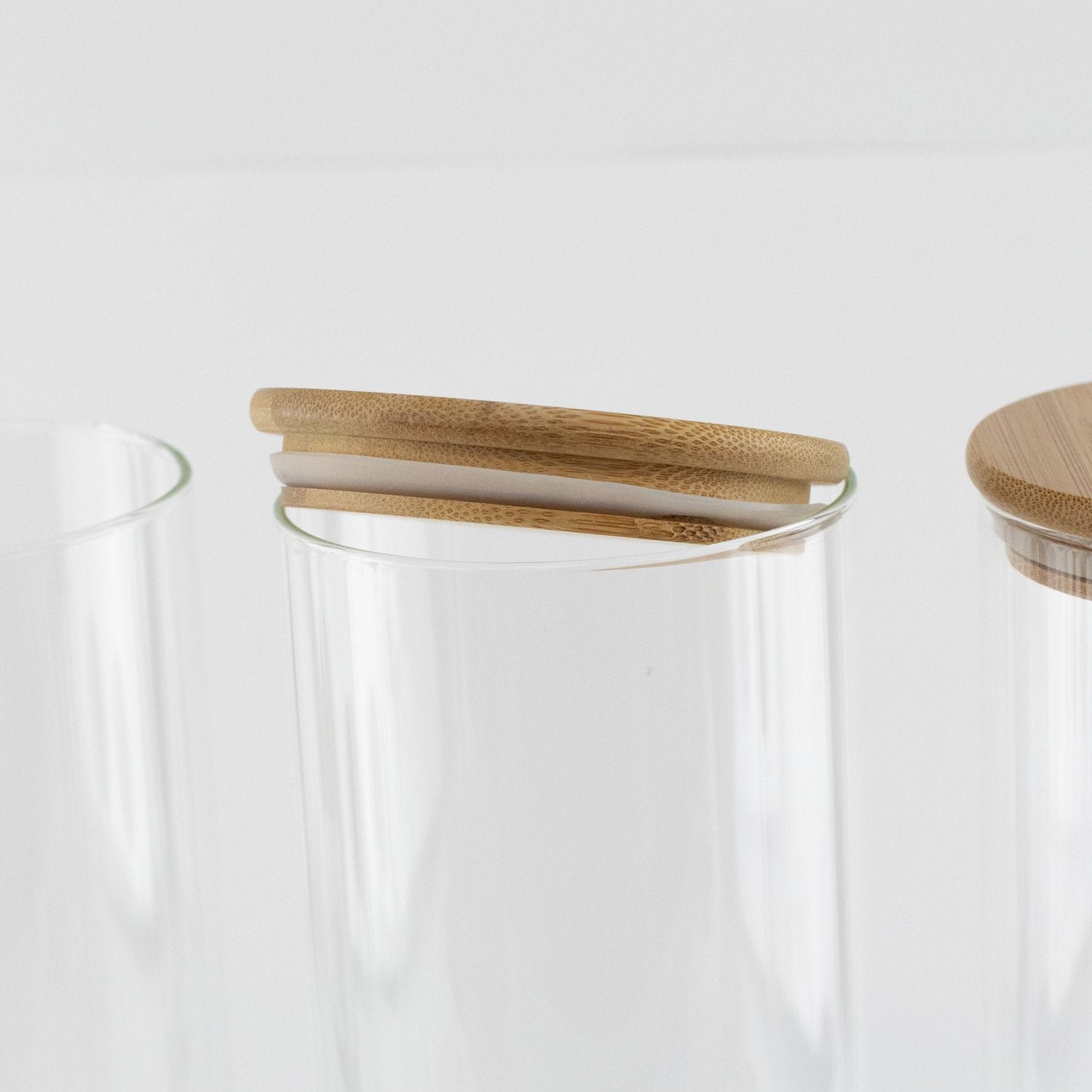 Set of 3 2000 ML Bamboo Glass Pantry Jars - Little Crafts London