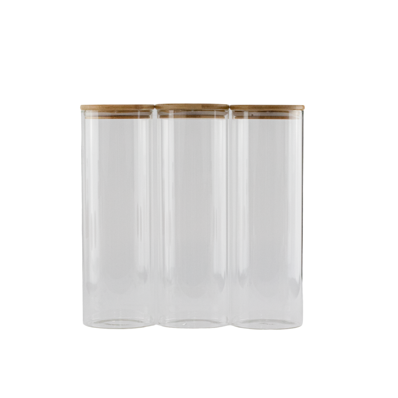 Set of 3 2000 ML Bamboo Glass Pantry Jars - Little Crafts London