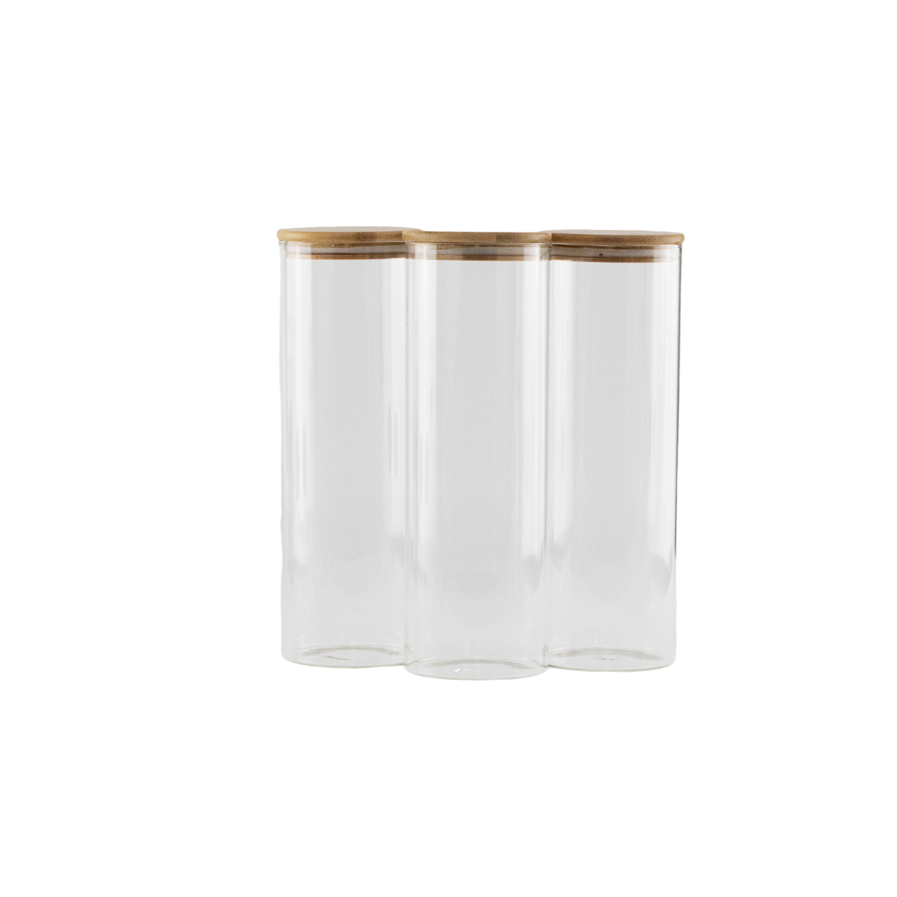 Set of 3 2000 ML Bamboo Glass Pantry Jars - Little Crafts London