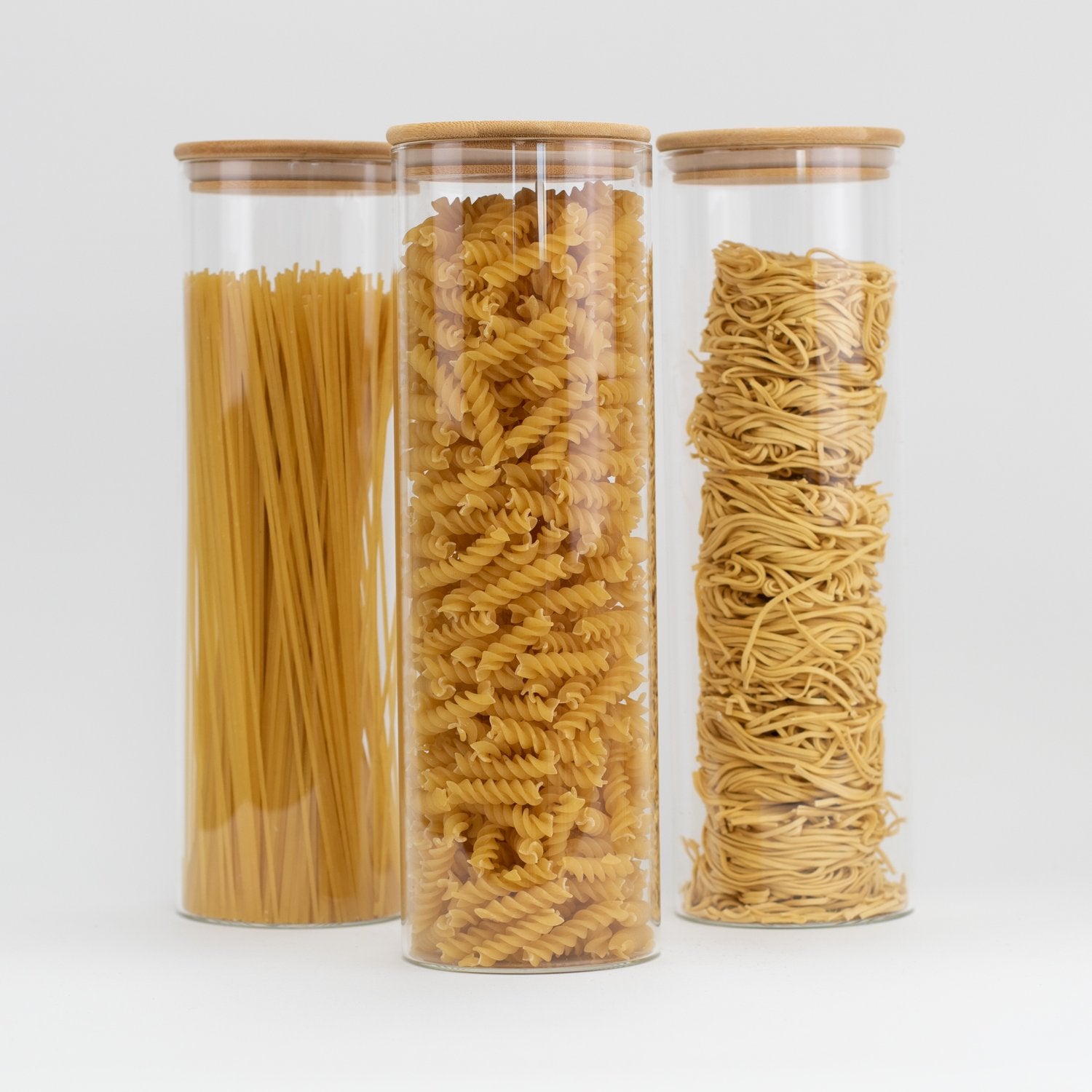 Set of 3 2000 ML Bamboo Glass Pantry Jars - Little Crafts London