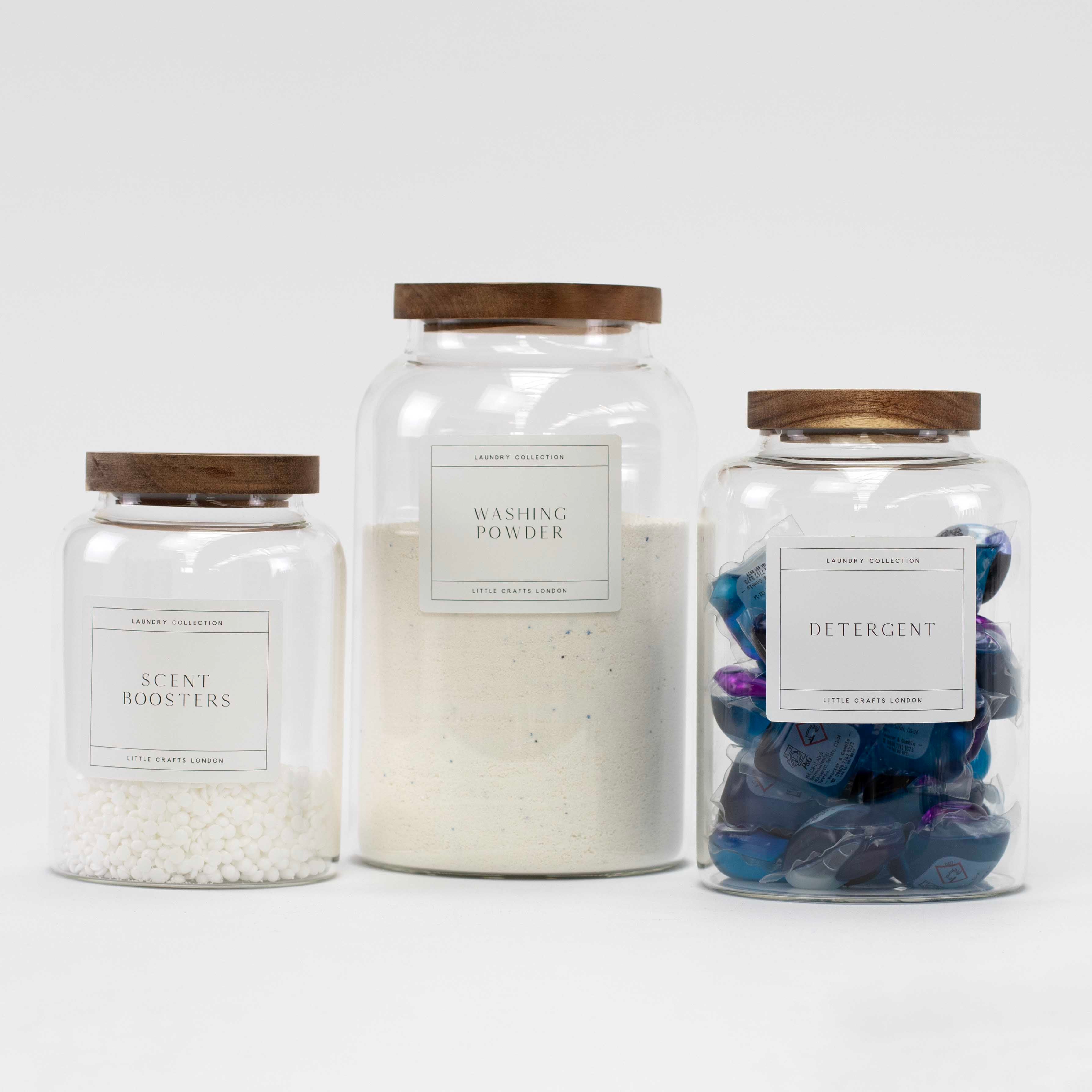 Set of 3 Acacia Large Laundry Jars - Little Crafts London