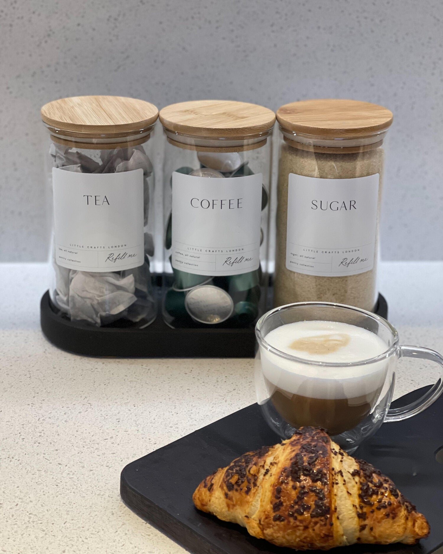 Tea, Coffee and Sugar Label Set 77mm x 77mm - Little Crafts London