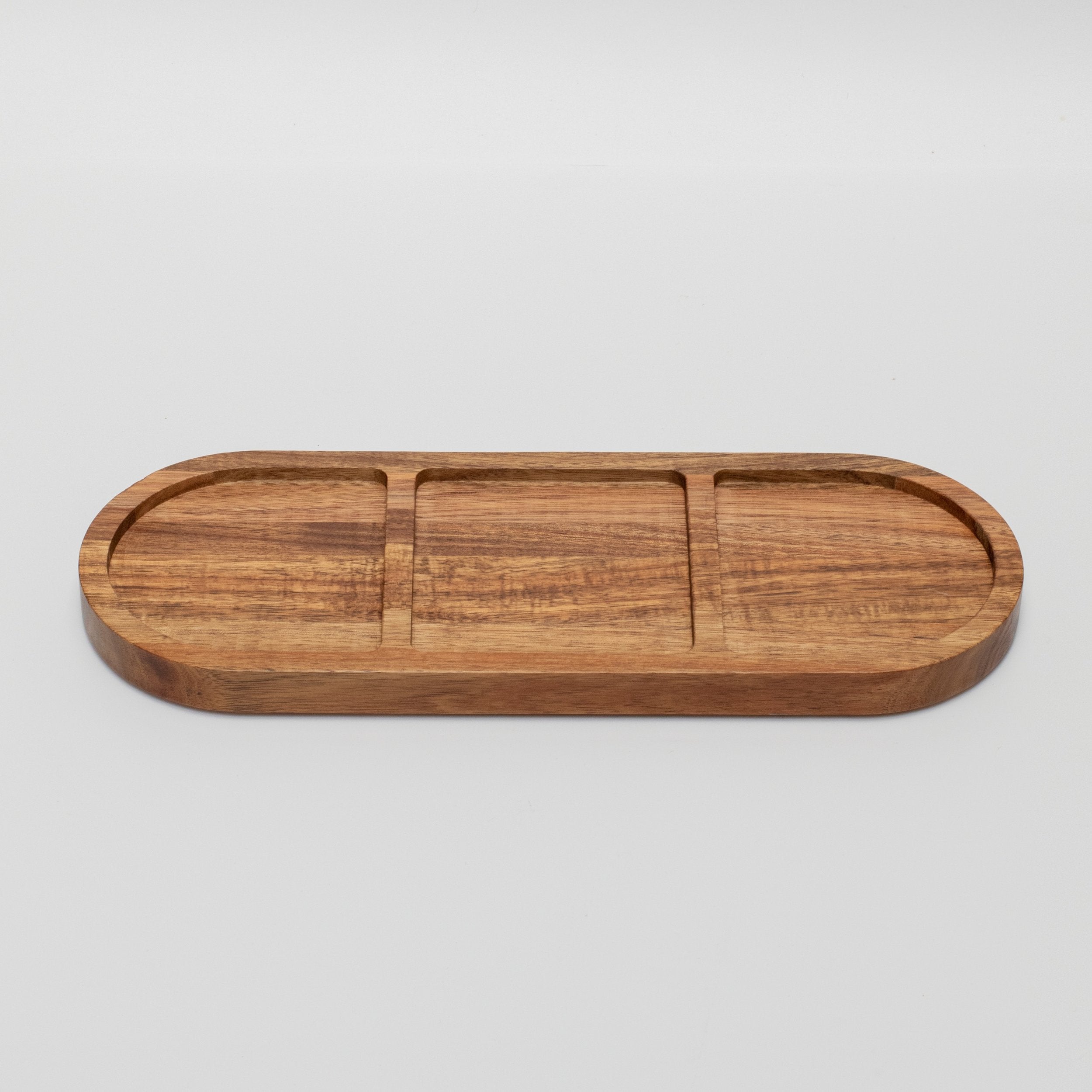 Three Section Acacia Rectangle Tray - Little Crafts London