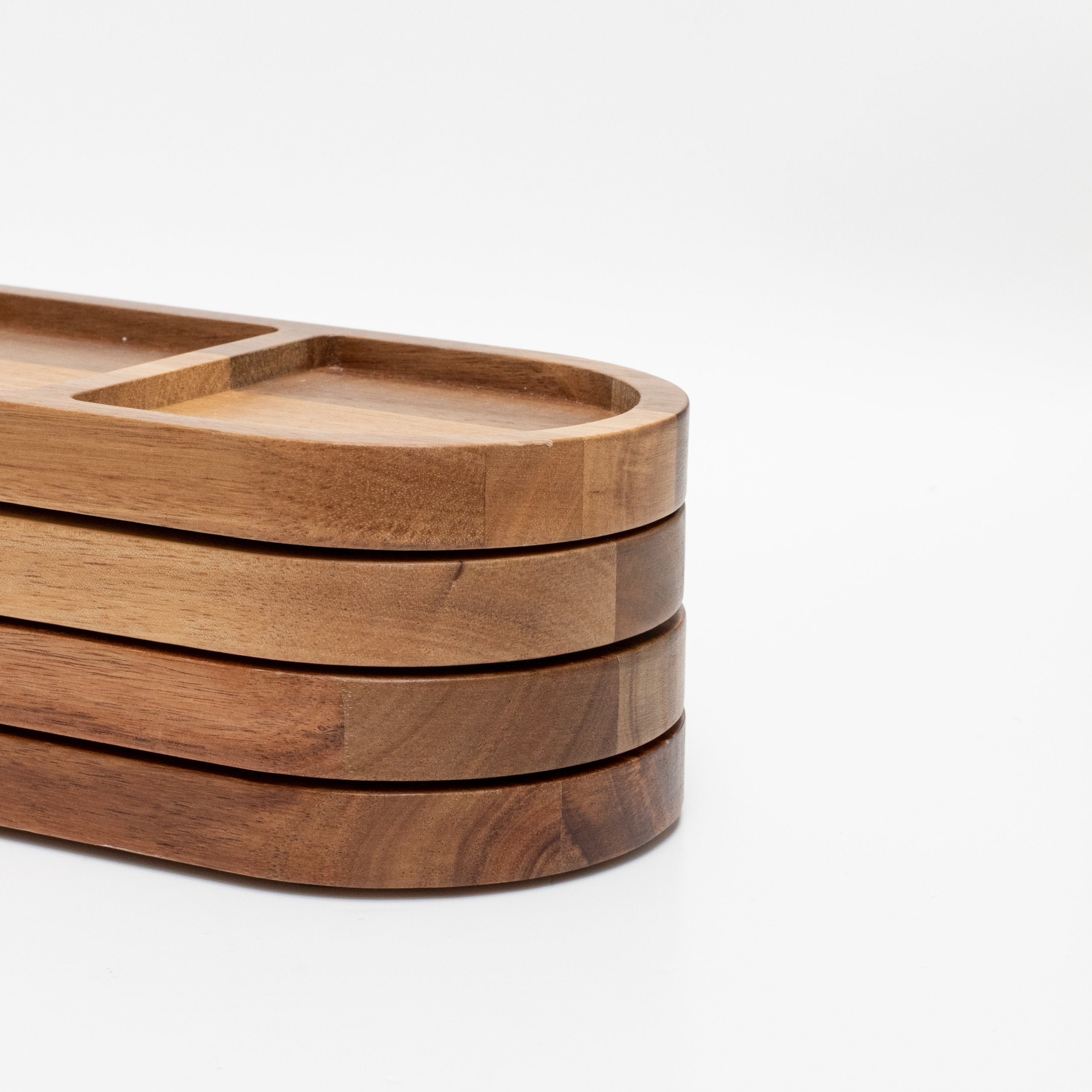 Three Section Acacia Rectangle Tray - Little Crafts London