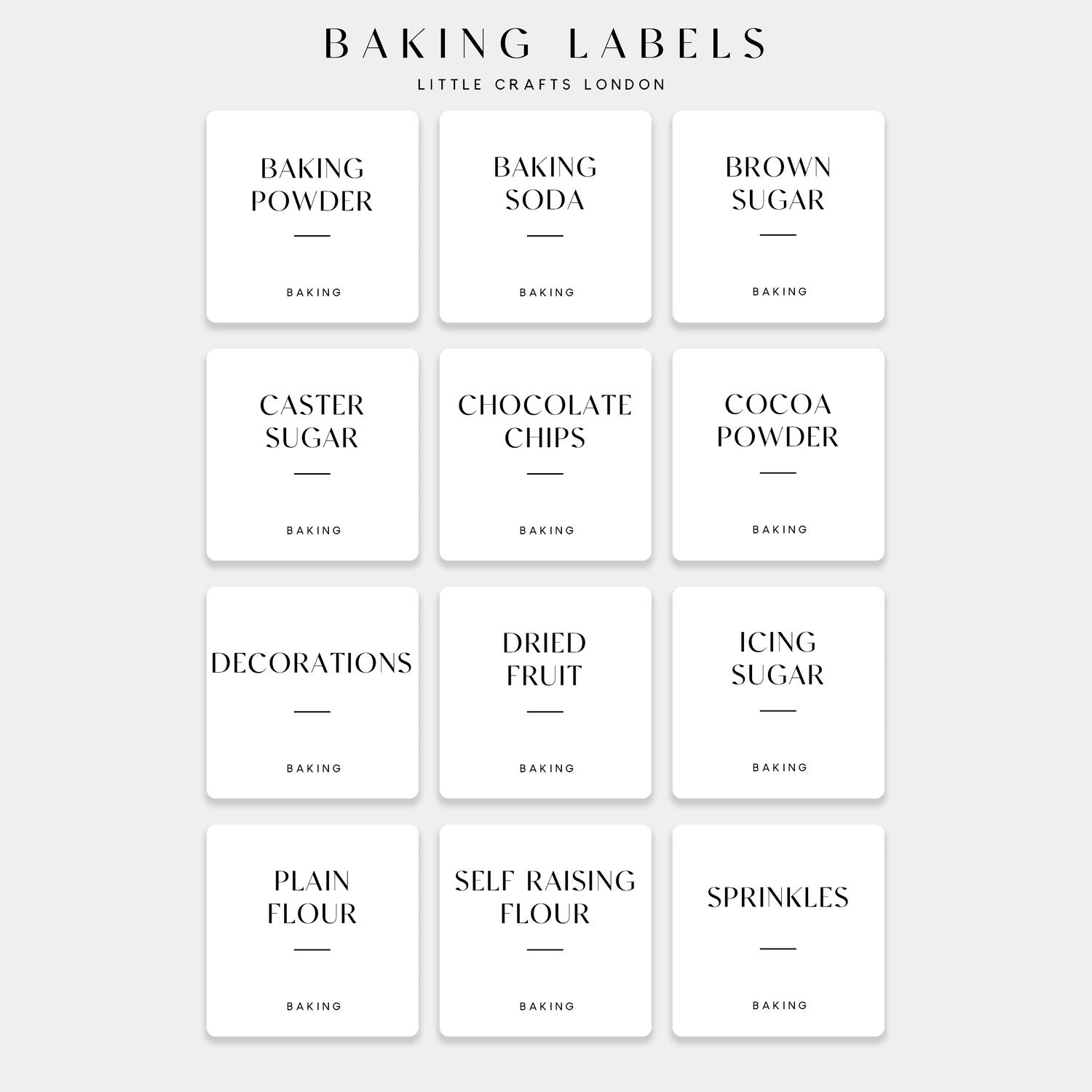 White Waterproof Baking Labels 6 CM x 6 CM (12 Labels) - Little Crafts London